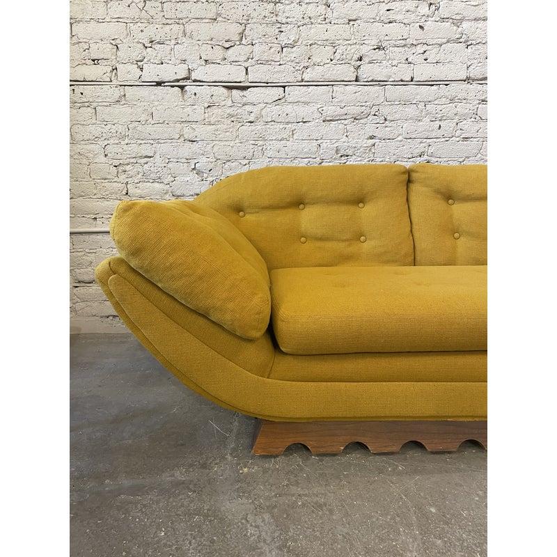 Fabric 1960s Vintage Gondola Sofa in the Manner of Adrian Pearsall with Scalloped Base For Sale