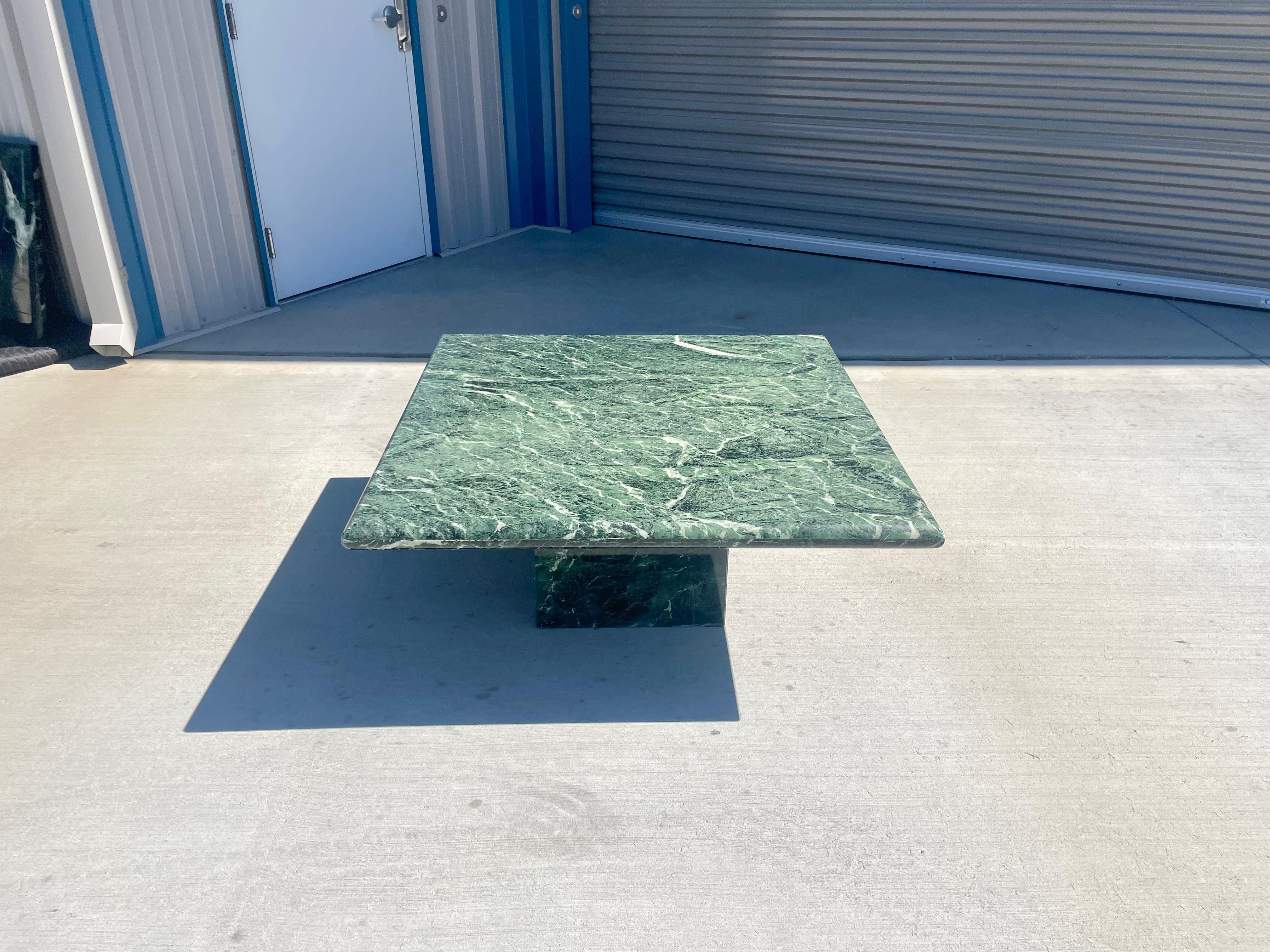 Mid-Century Modern 1960s Vintage Green Marble Coffee Table