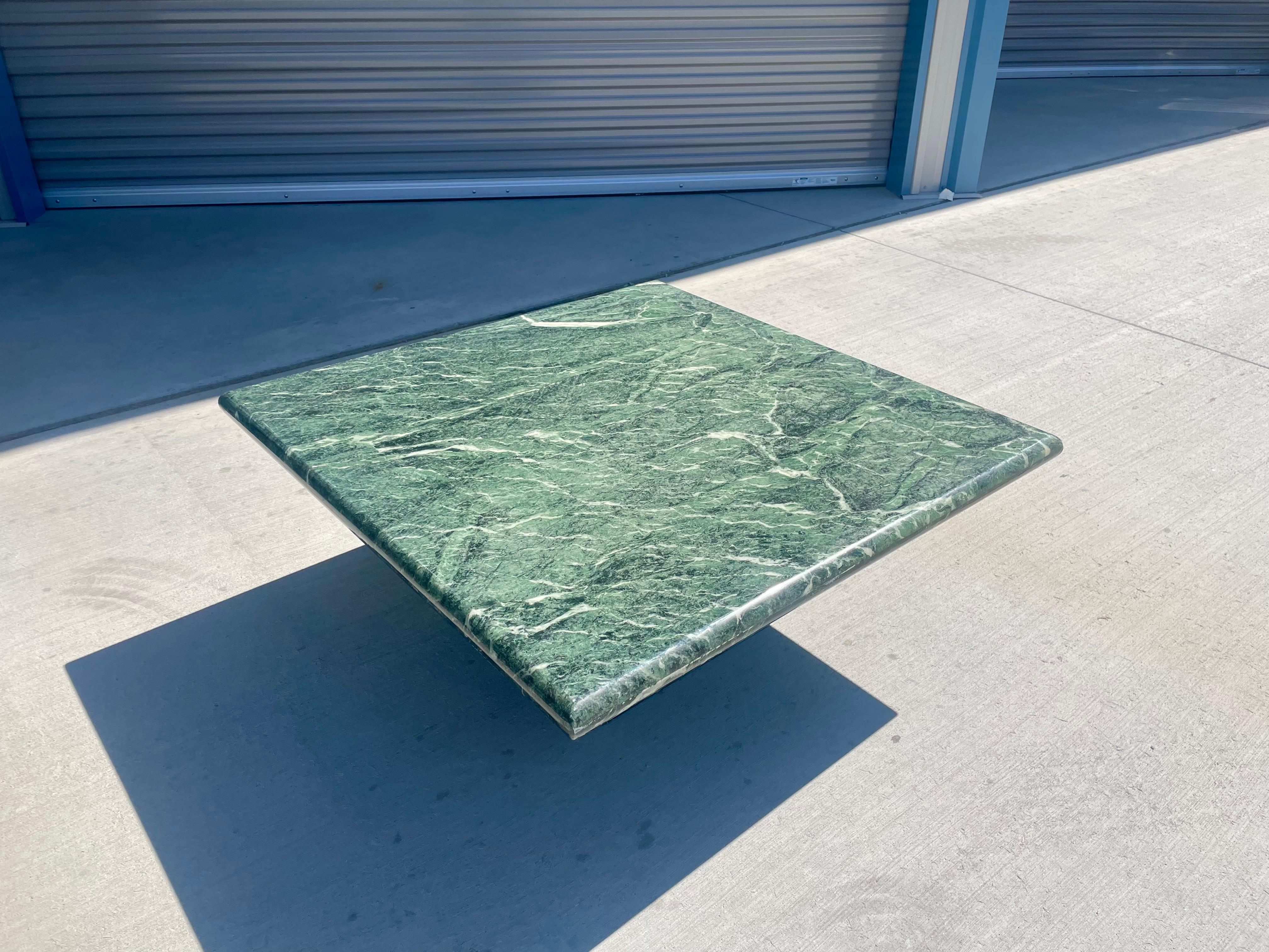 American 1960s Vintage Green Marble Coffee Table