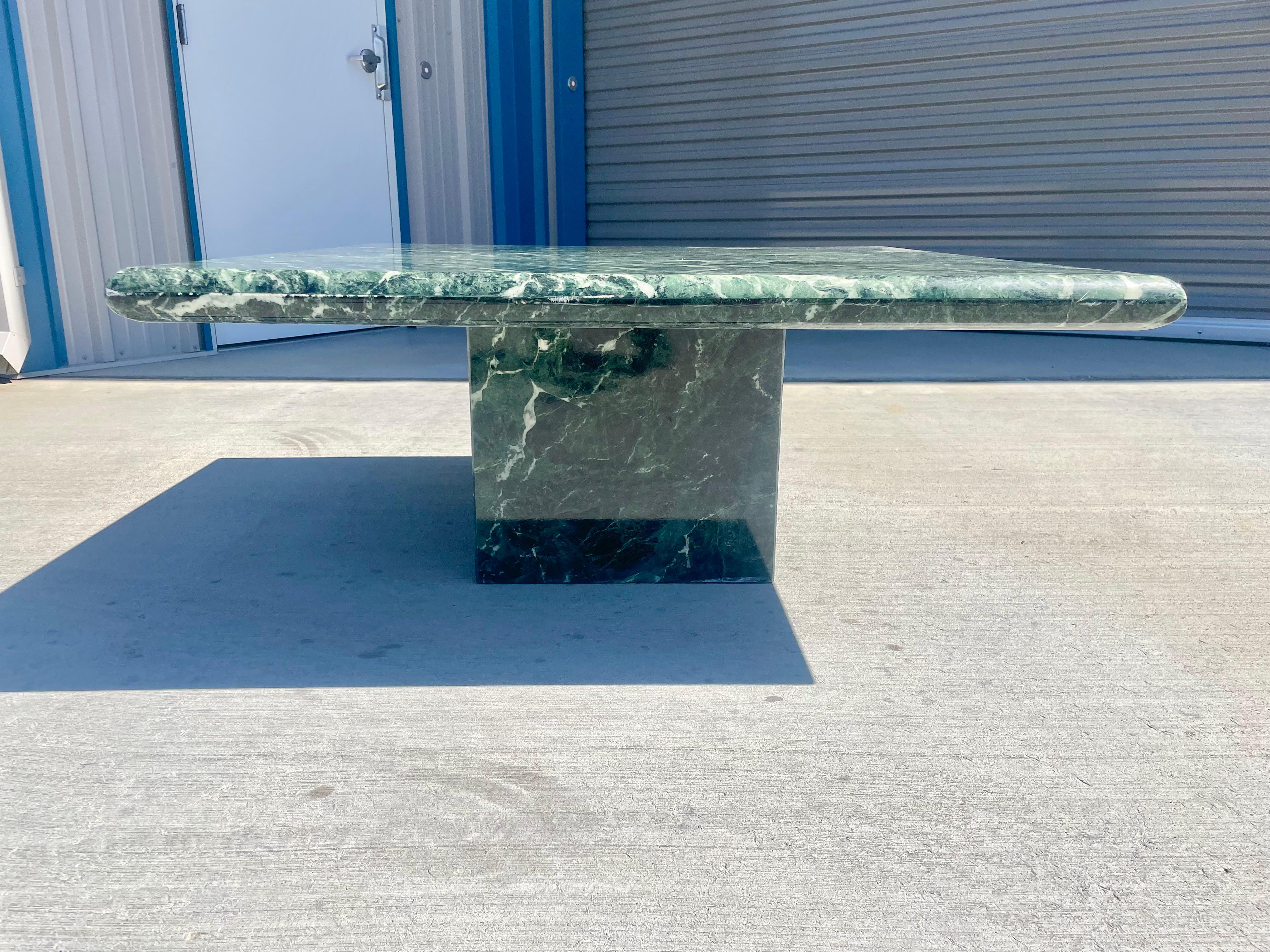 Late 20th Century 1960s Vintage Green Marble Coffee Table