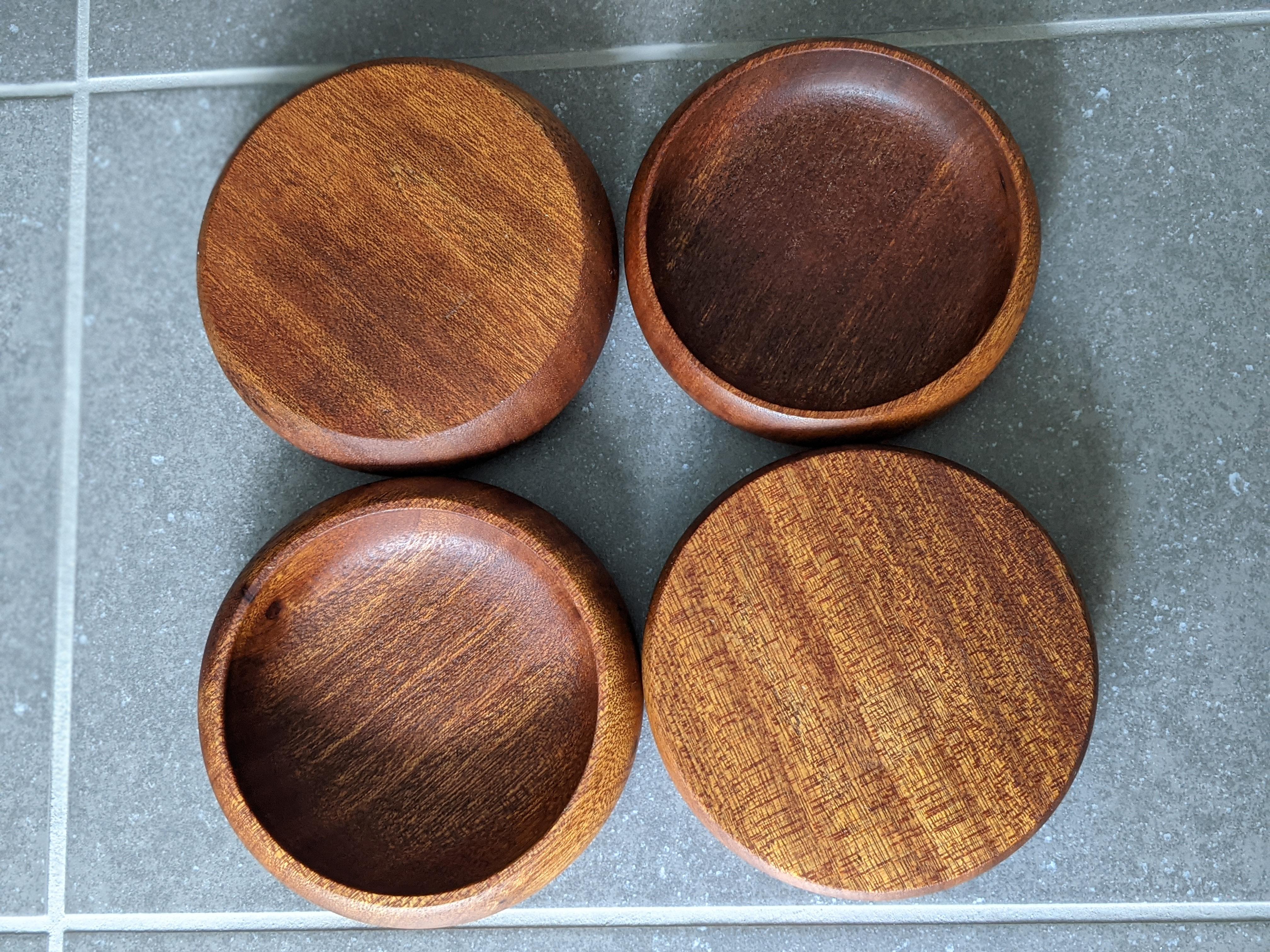 Mid-Century Modern 1960s Vintage Hand Carved Teak Bowls - Set of 4 For Sale