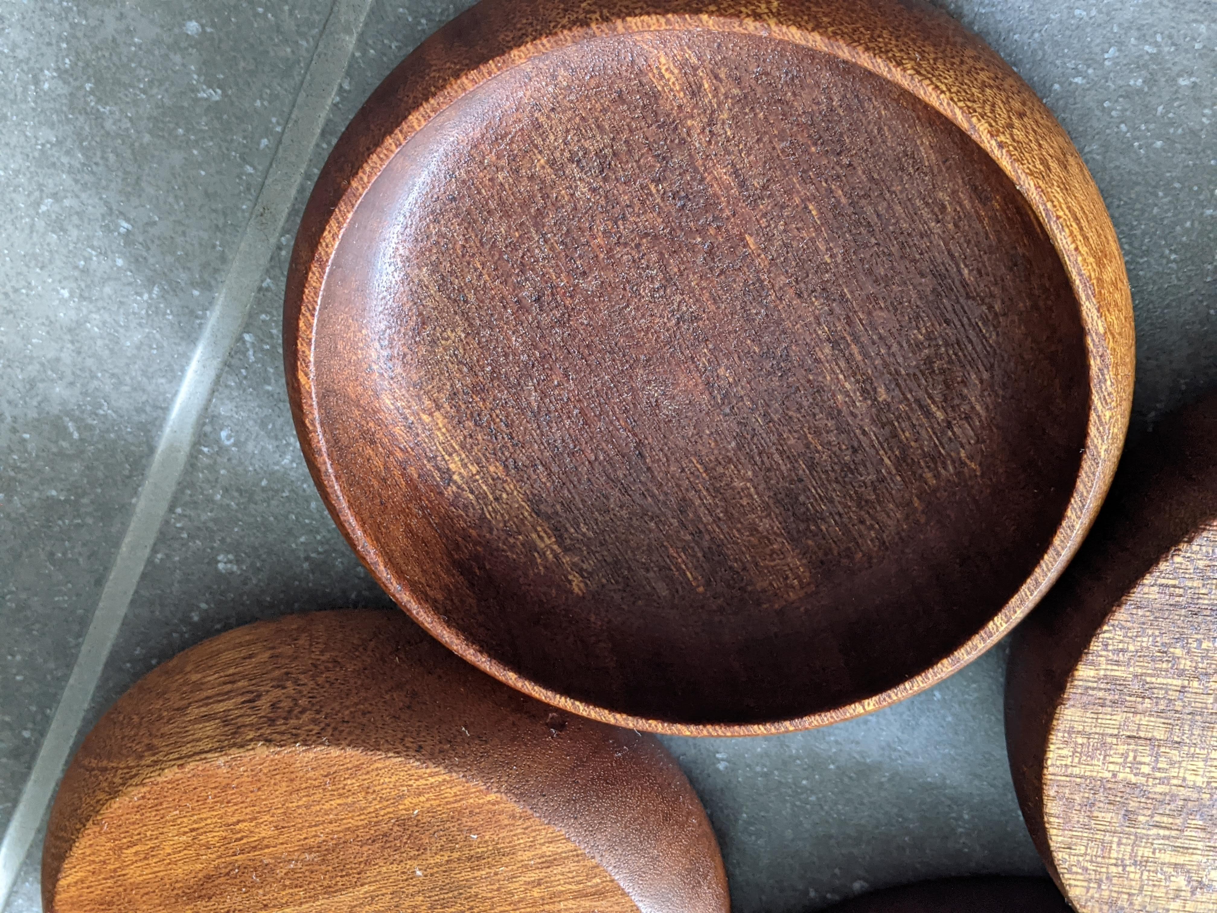 American 1960s Vintage Hand Carved Teak Bowls - Set of 4 For Sale