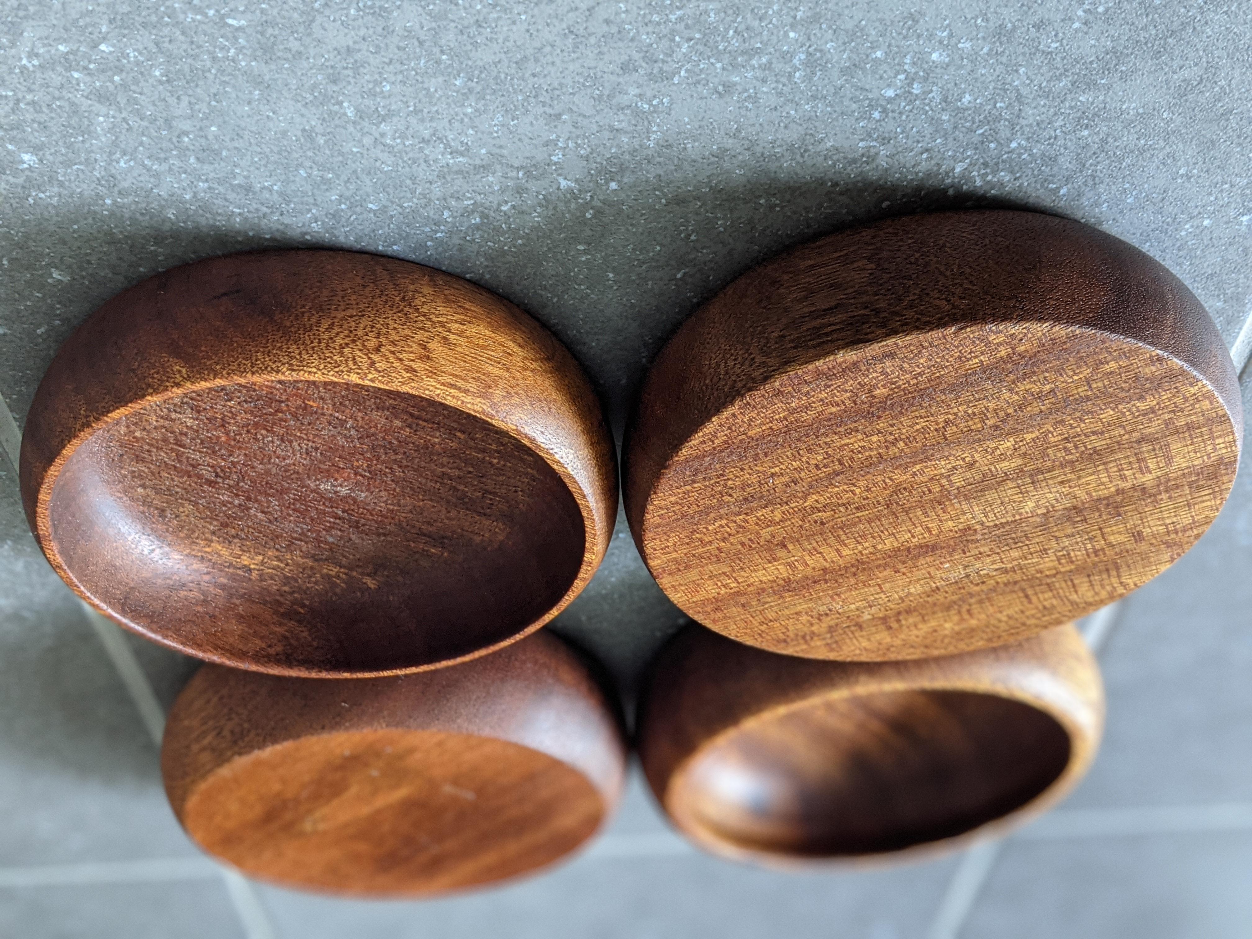 1960s Vintage Hand Carved Teak Bowls - Set of 4 For Sale 1