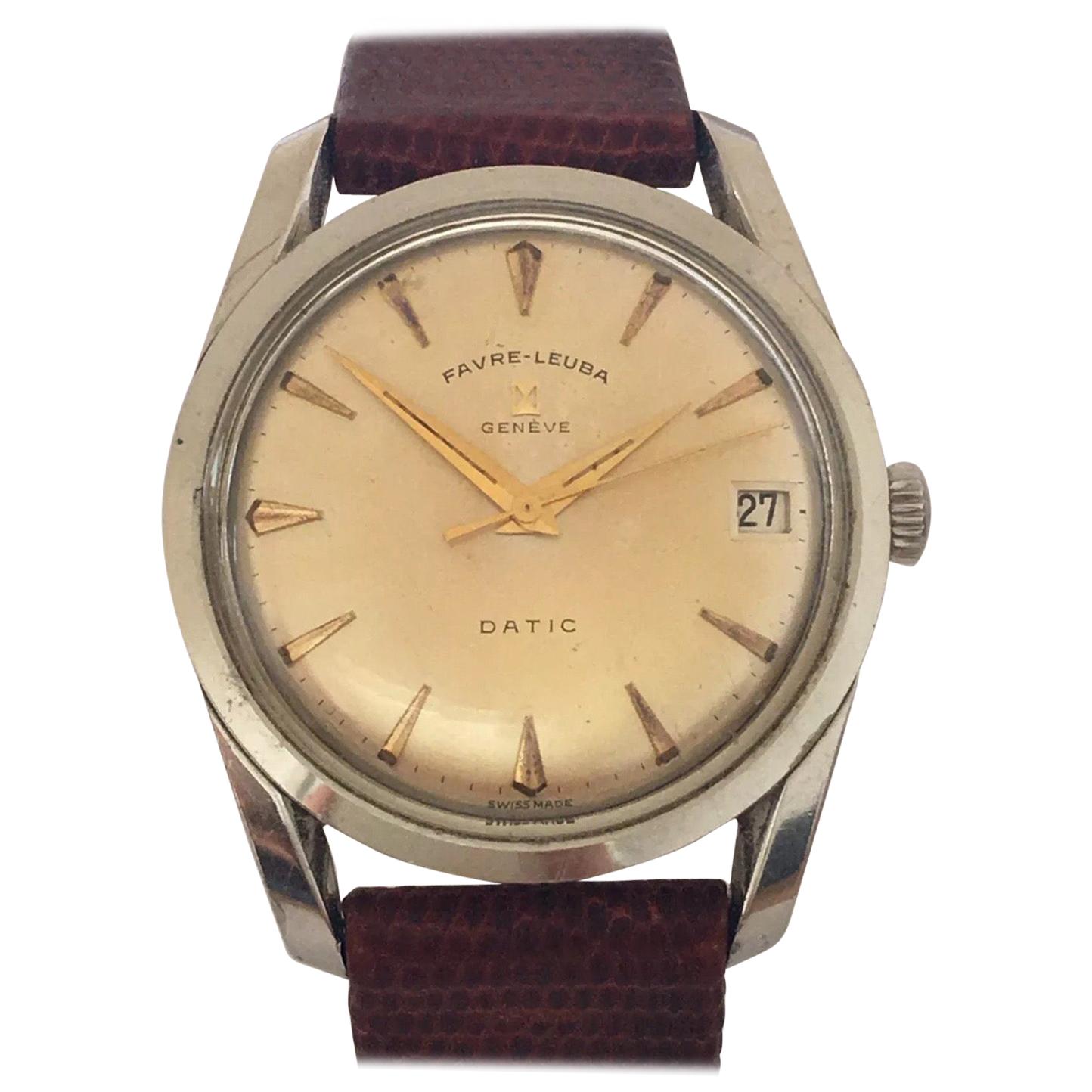 1960s Vintage Hand-Winding Fabre-Leuba Geneve Datic For Sale