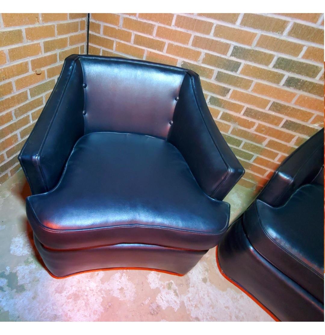 Paire de fauteuils club noirs vintage du patrimoine des années 1960 en vente 5