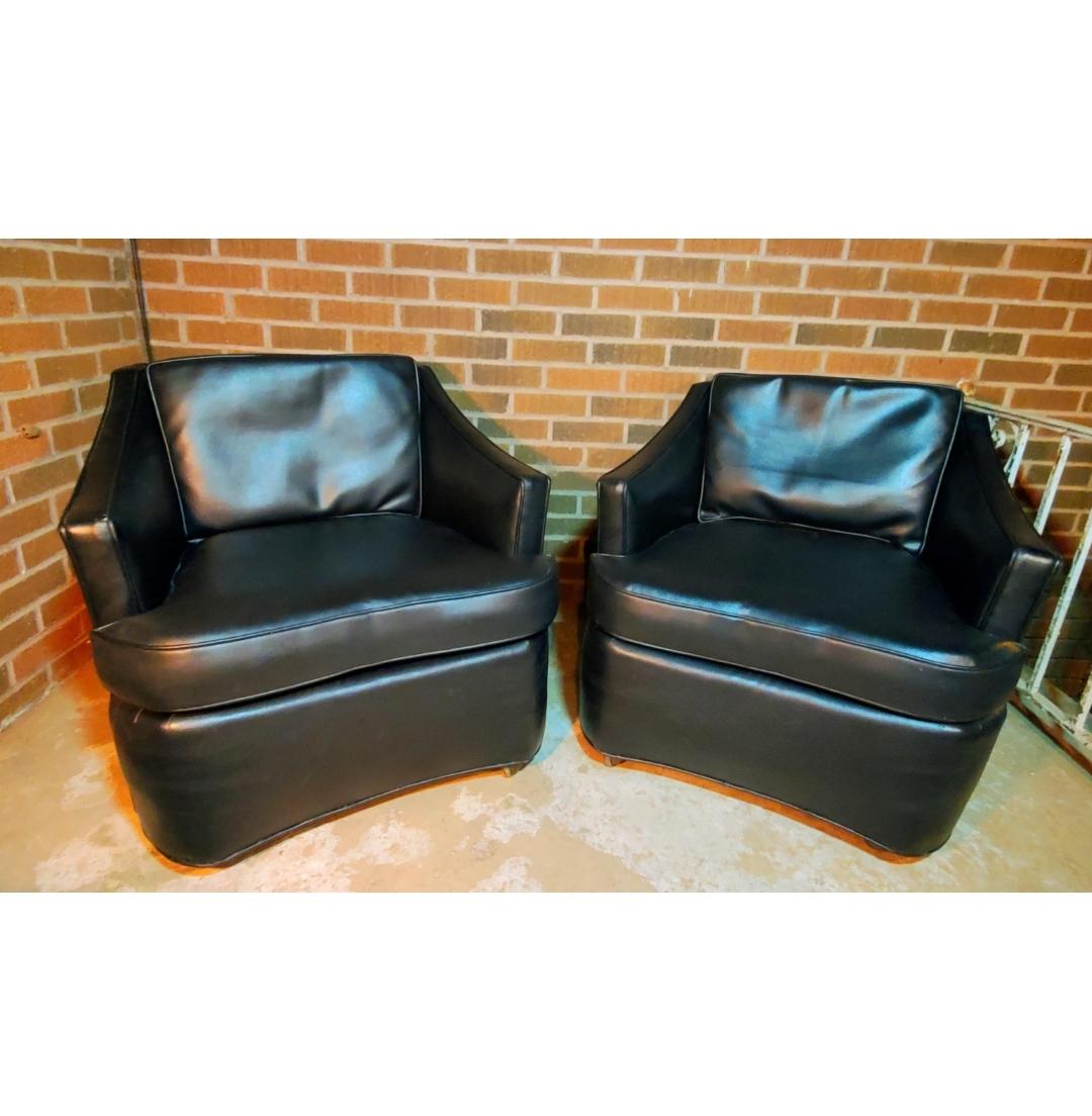 1960s Vintage Heritage Black Club Chairs - a Pair For Sale 6