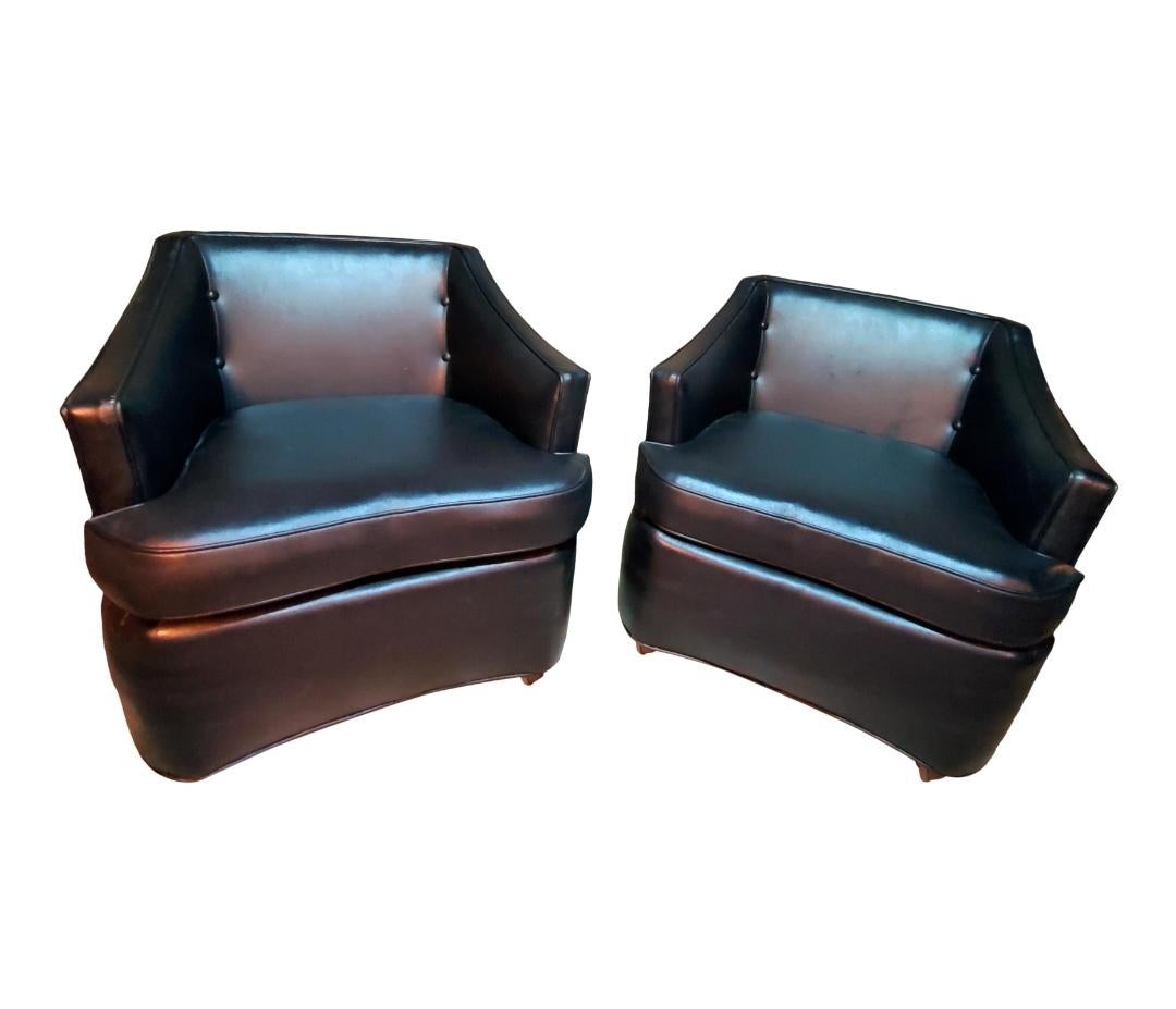 1960s Vintage Heritage Black Club Chairs - a Pair For Sale 7