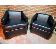 1960s Vintage Heritage Black Club Chairs - a Pair