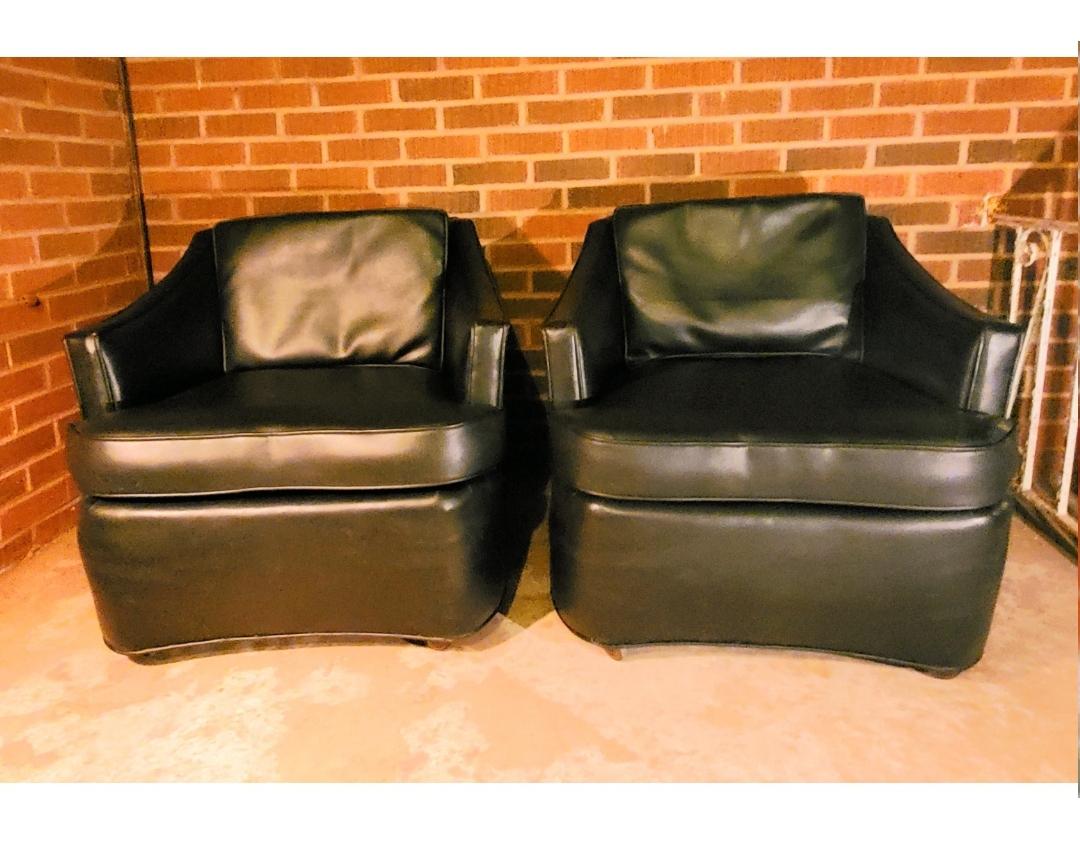 Mid-Century Modern Paire de fauteuils club noirs vintage du patrimoine des années 1960 en vente