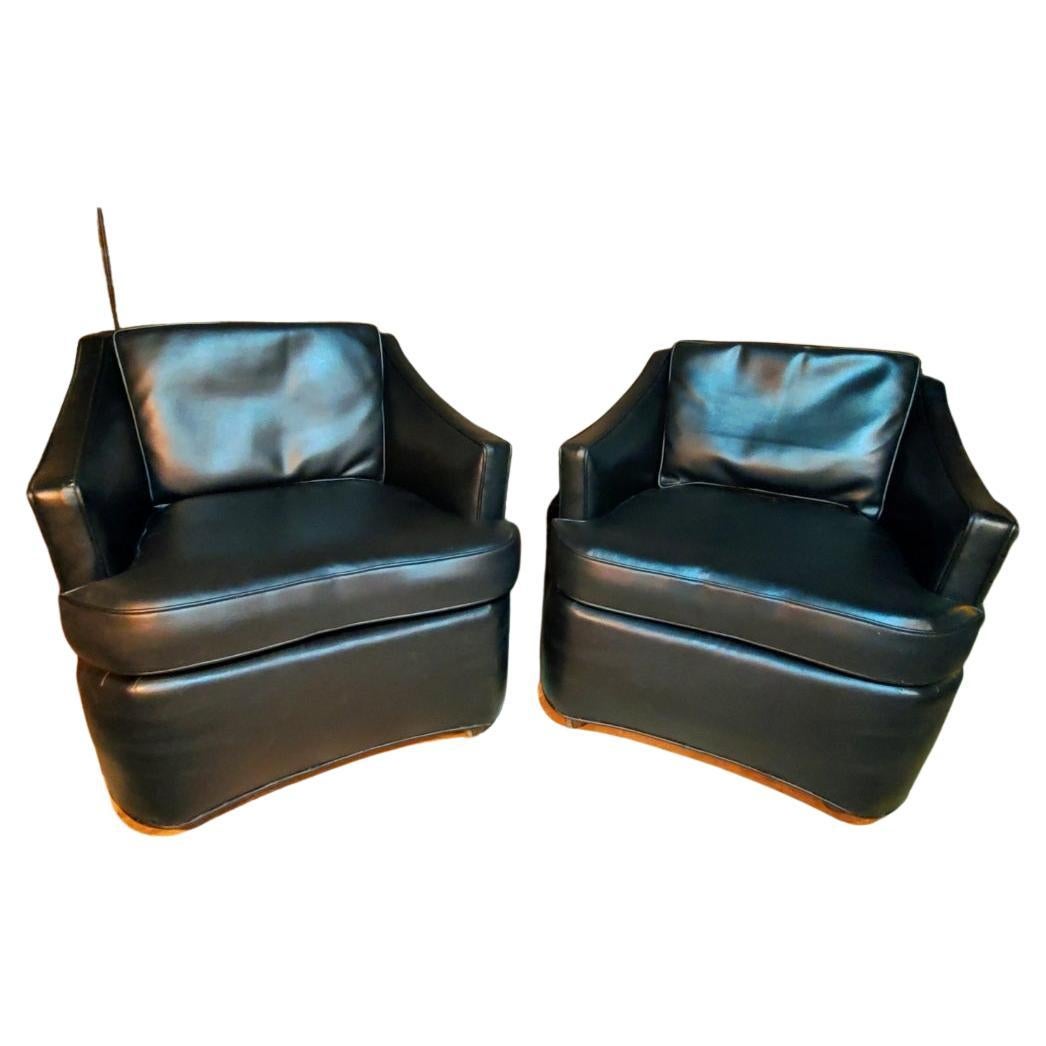 1960s Vintage Heritage Black Club Chairs - a Pair For Sale