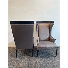 1960s Vintage High Back Wing Chairs - A Pair