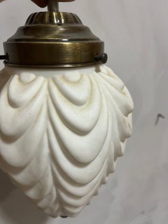 1960s Vintage Hollywood Regency Pair of Draped Satin Glass Pendant Lights