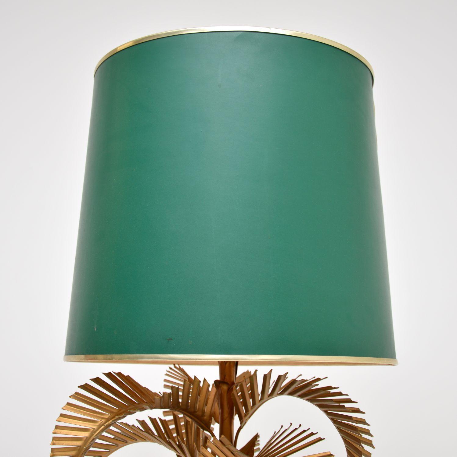 Patinated 1960’s Vintage Hollywood Regency Palm Tree Floor Lamp