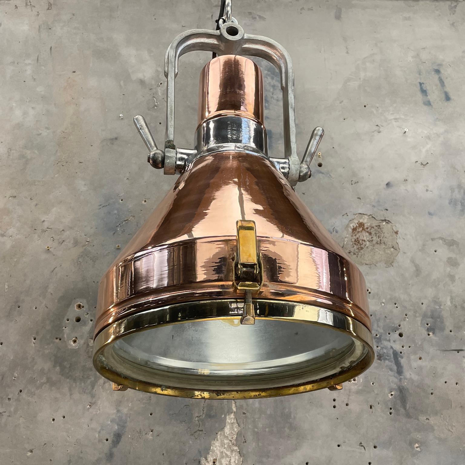 Mid-20th Century 1960s Vintage Industrial Copper and Brass Bridge Lamp LED Ceiling Pendant by VEB