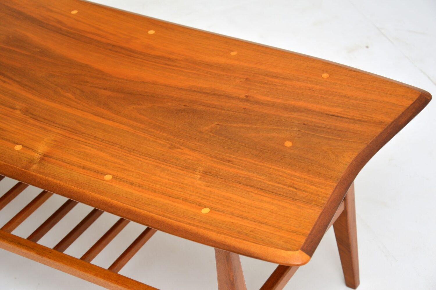 Mid-Century Modern 1960s Vintage Inlaid Walnut Coffee Table