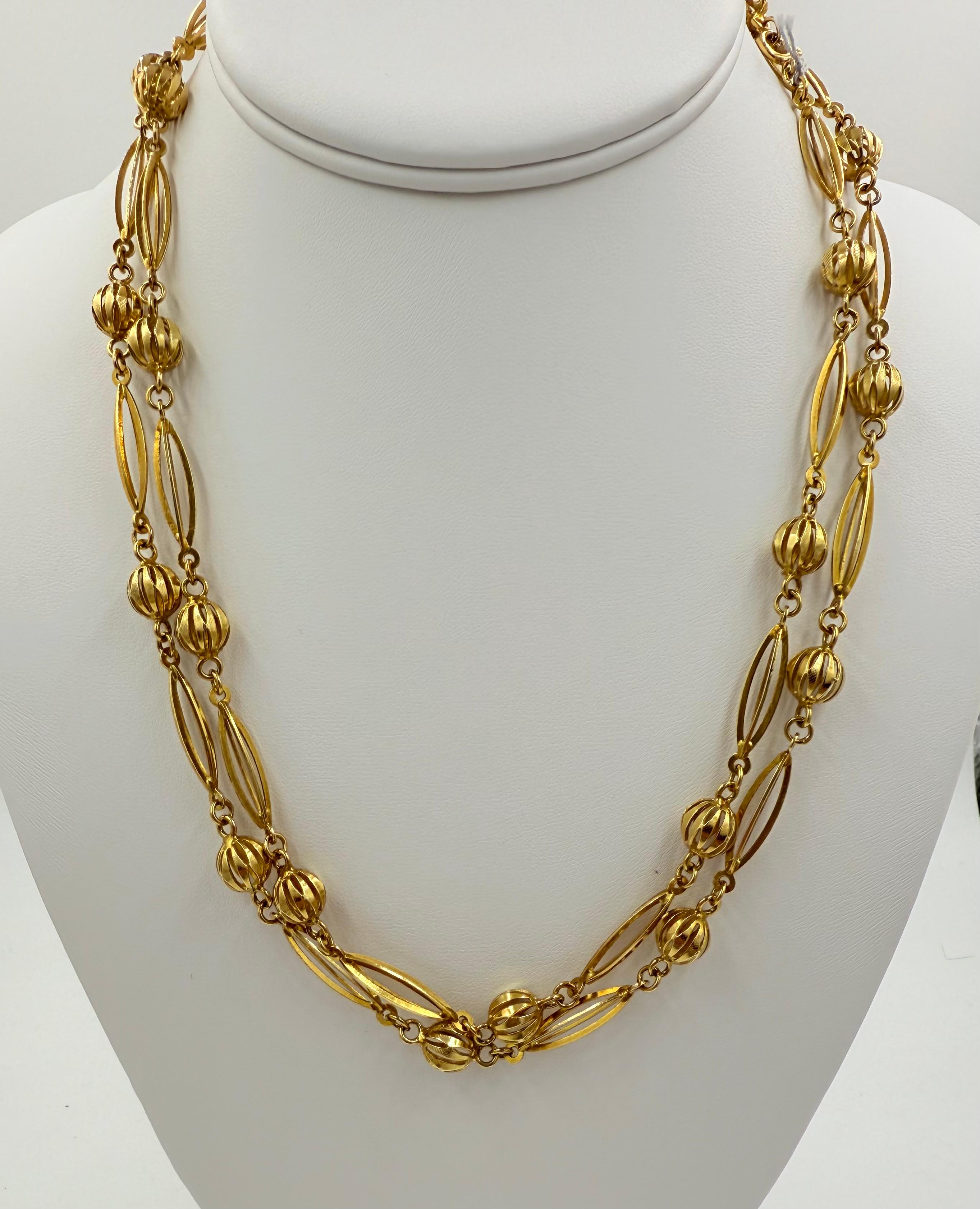 1960 Vintage italiano 39 pollici Collana in oro giallo 18k in vendita 3