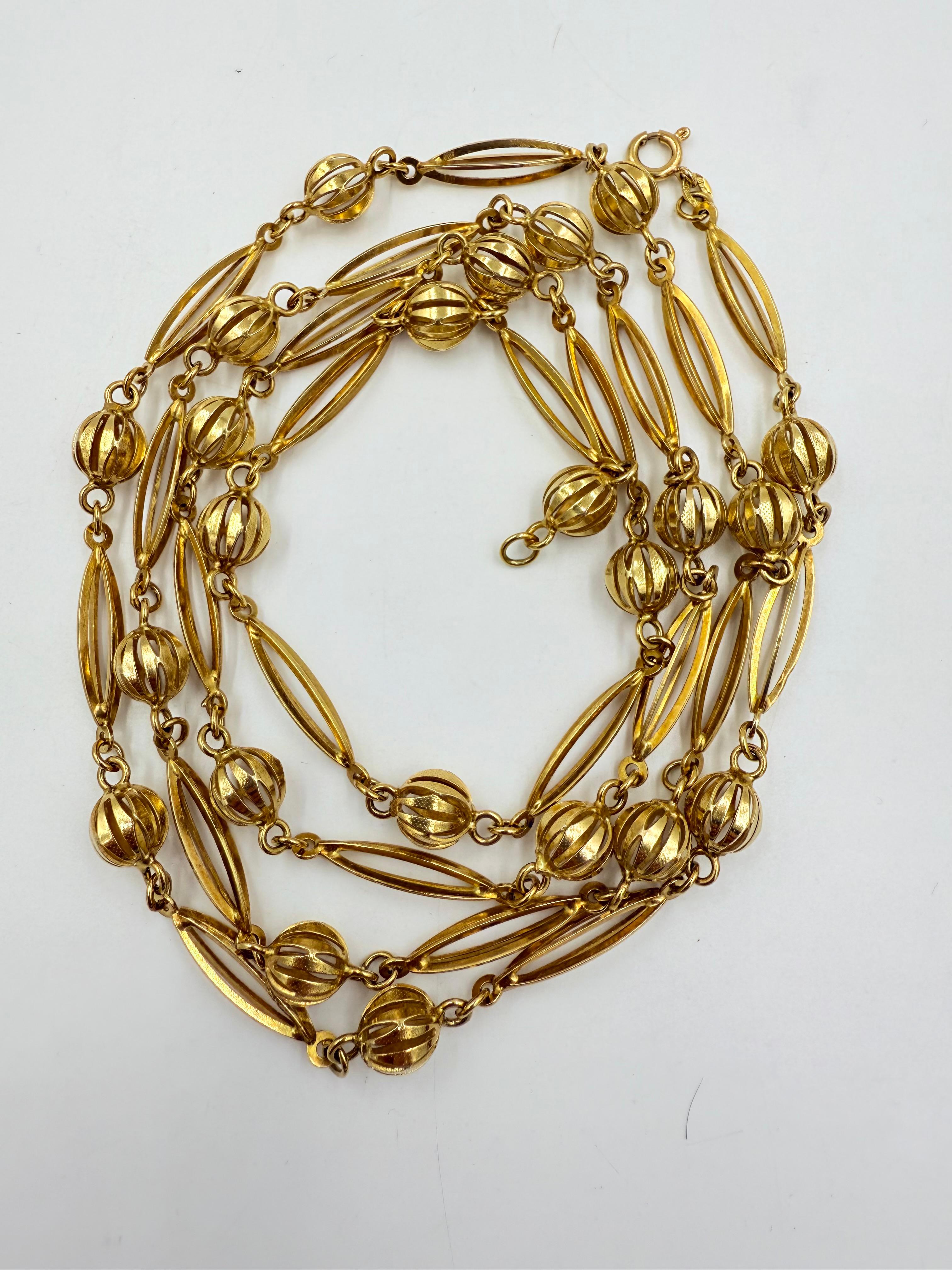 1960 Vintage italiano 39 pollici Collana in oro giallo 18k in vendita 4