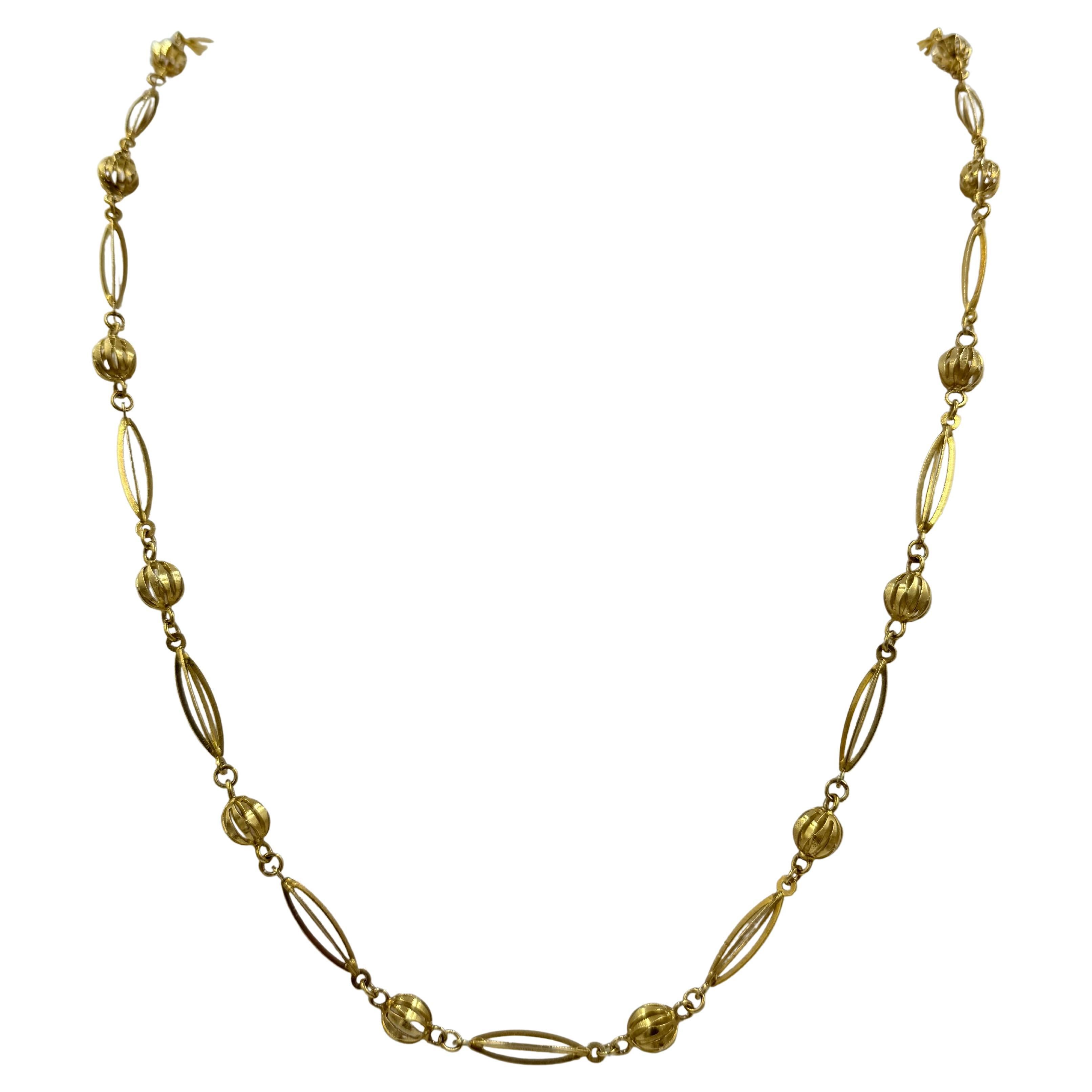 Collar vintage italiano de oro amarillo de 18 quilates de 39 pulgadas de los años 60
