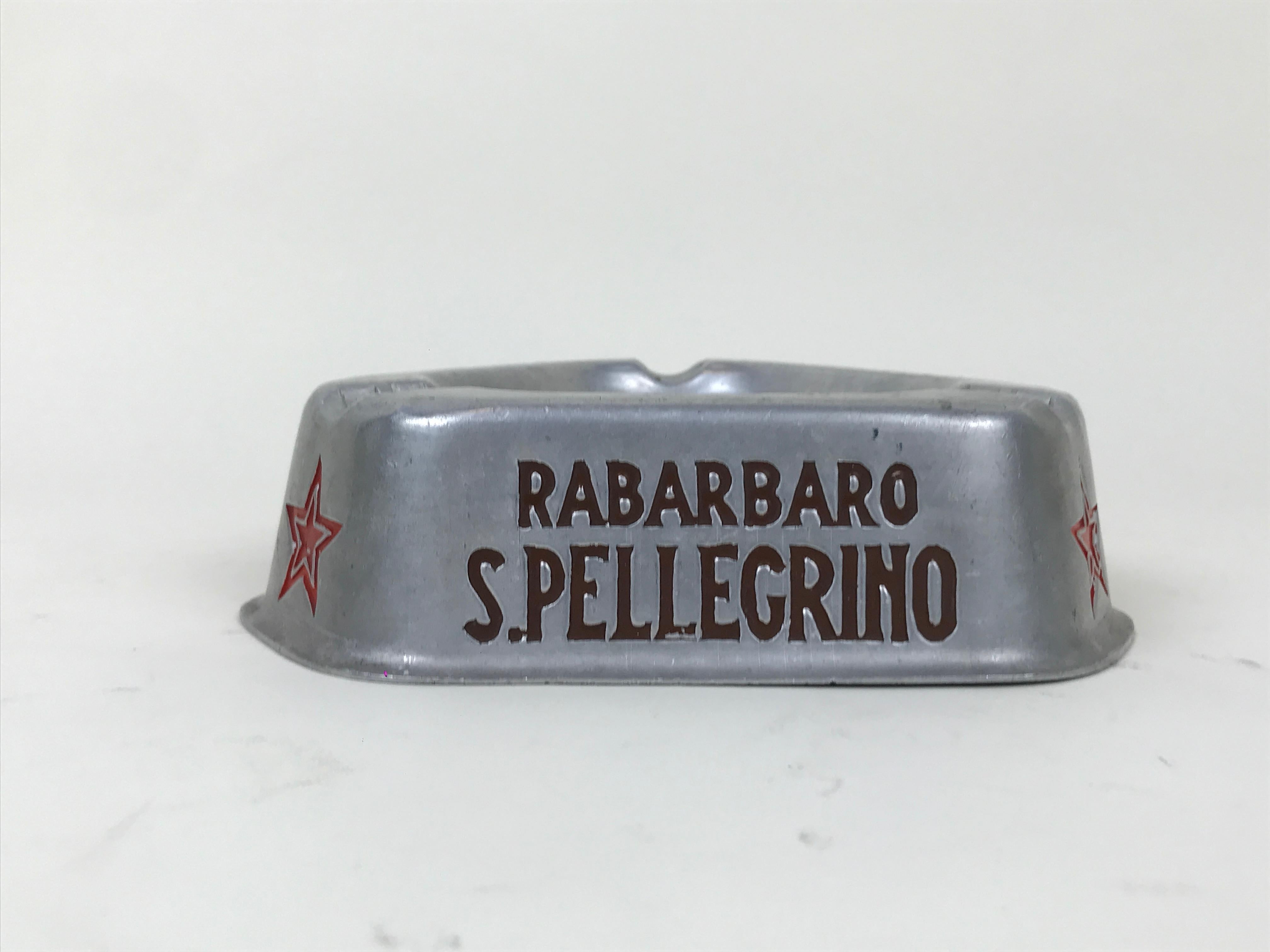 1960s Vintage Italian Advertising San Pellegrino Triangular Aluminum Ashtray For Sale 1