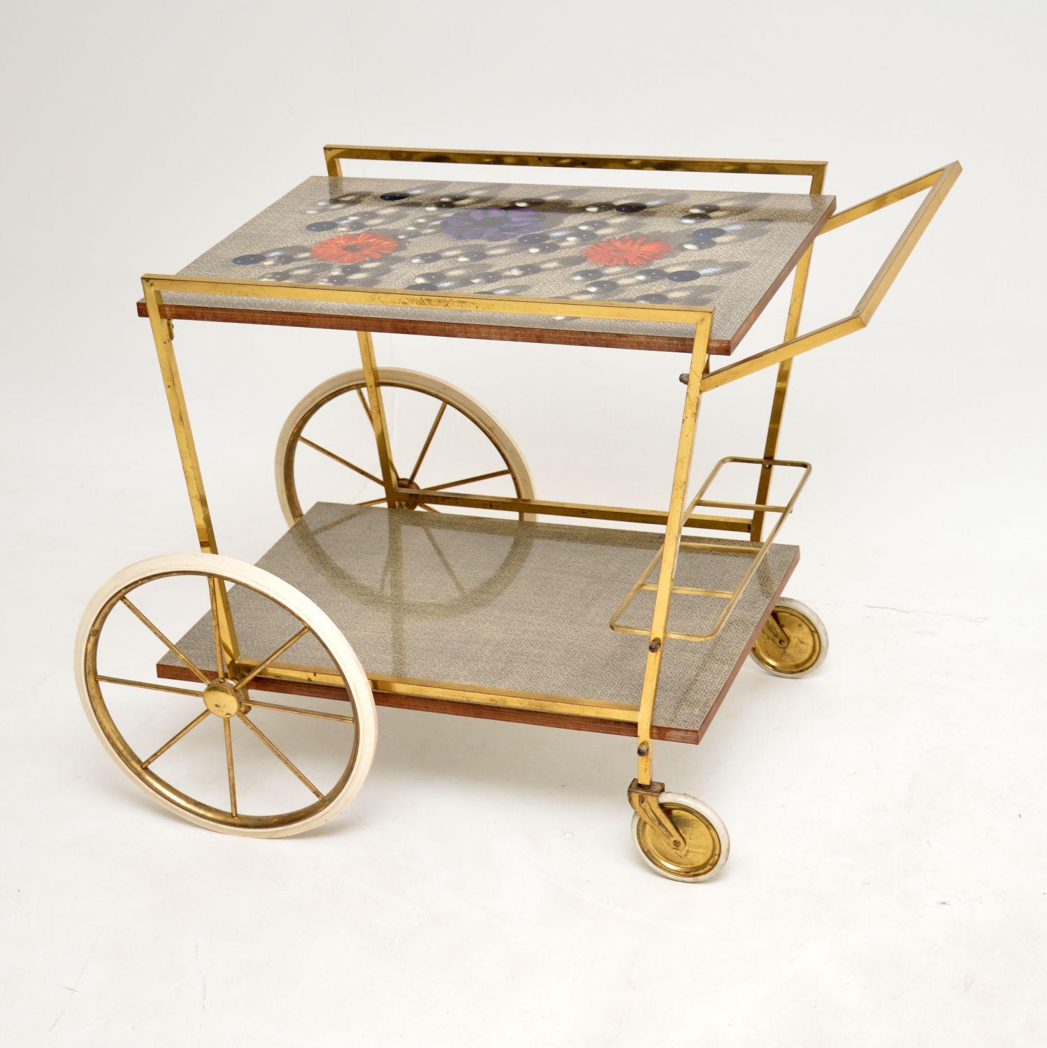 1960's Vintage Italian Brass Drinks Trolley In Good Condition For Sale In London, GB