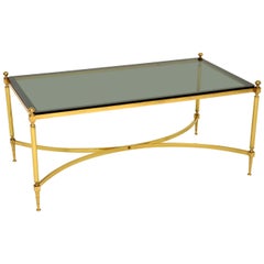 1960s Vintage Italian Brass and Glass Coffee Table