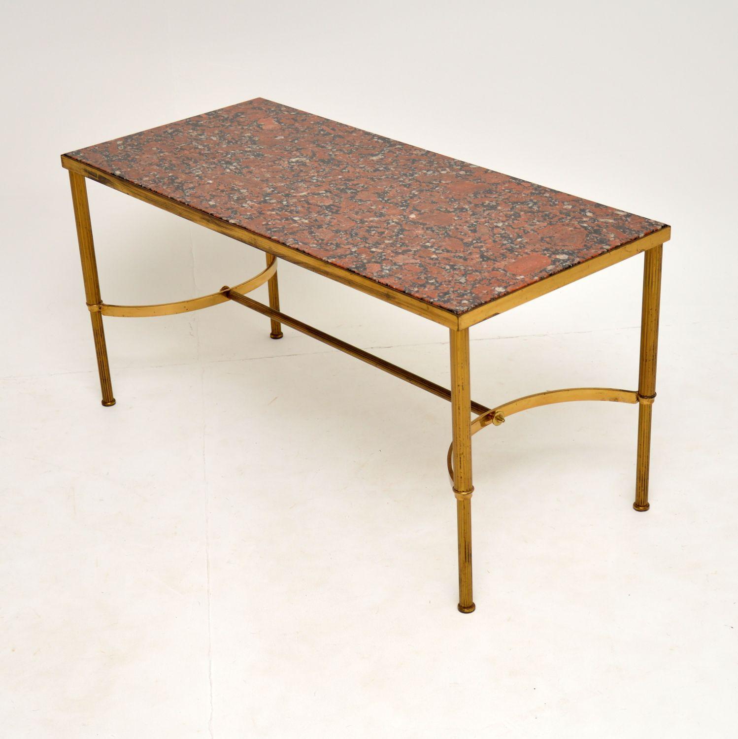 Mid-Century Modern 1960s Vintage Italian Brass and Marble Coffee Table