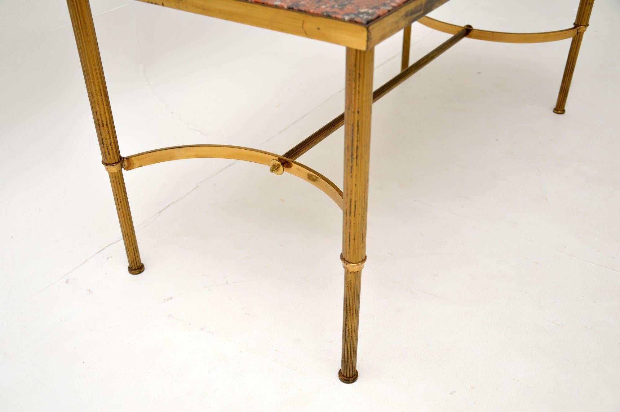 1960s Vintage Italian Brass and Marble Coffee Table 2