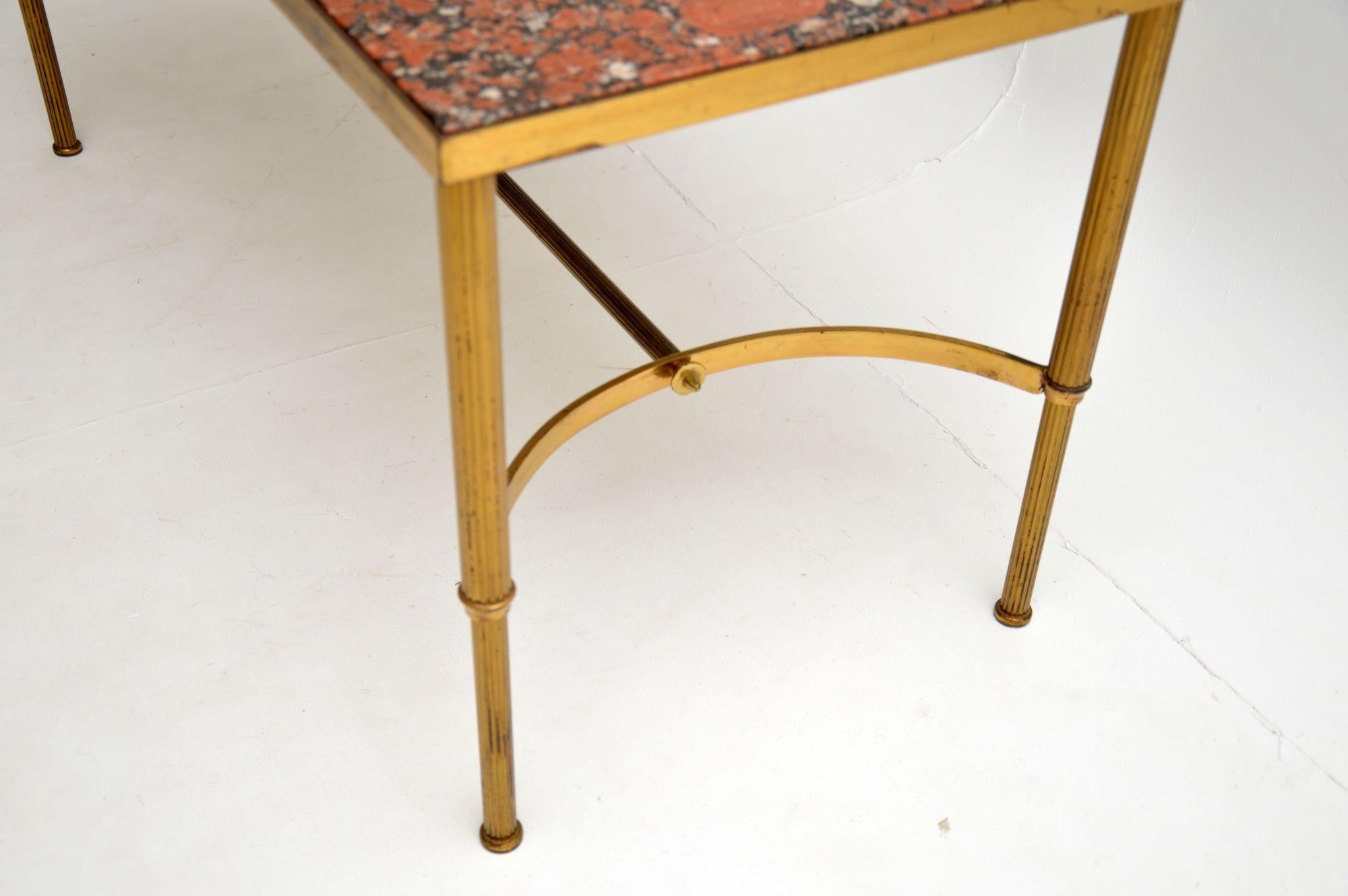 1960s Vintage Italian Brass and Marble Coffee Table 3