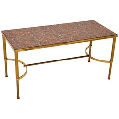 1960's Vintage Italian Brass & Marble Coffee Table
