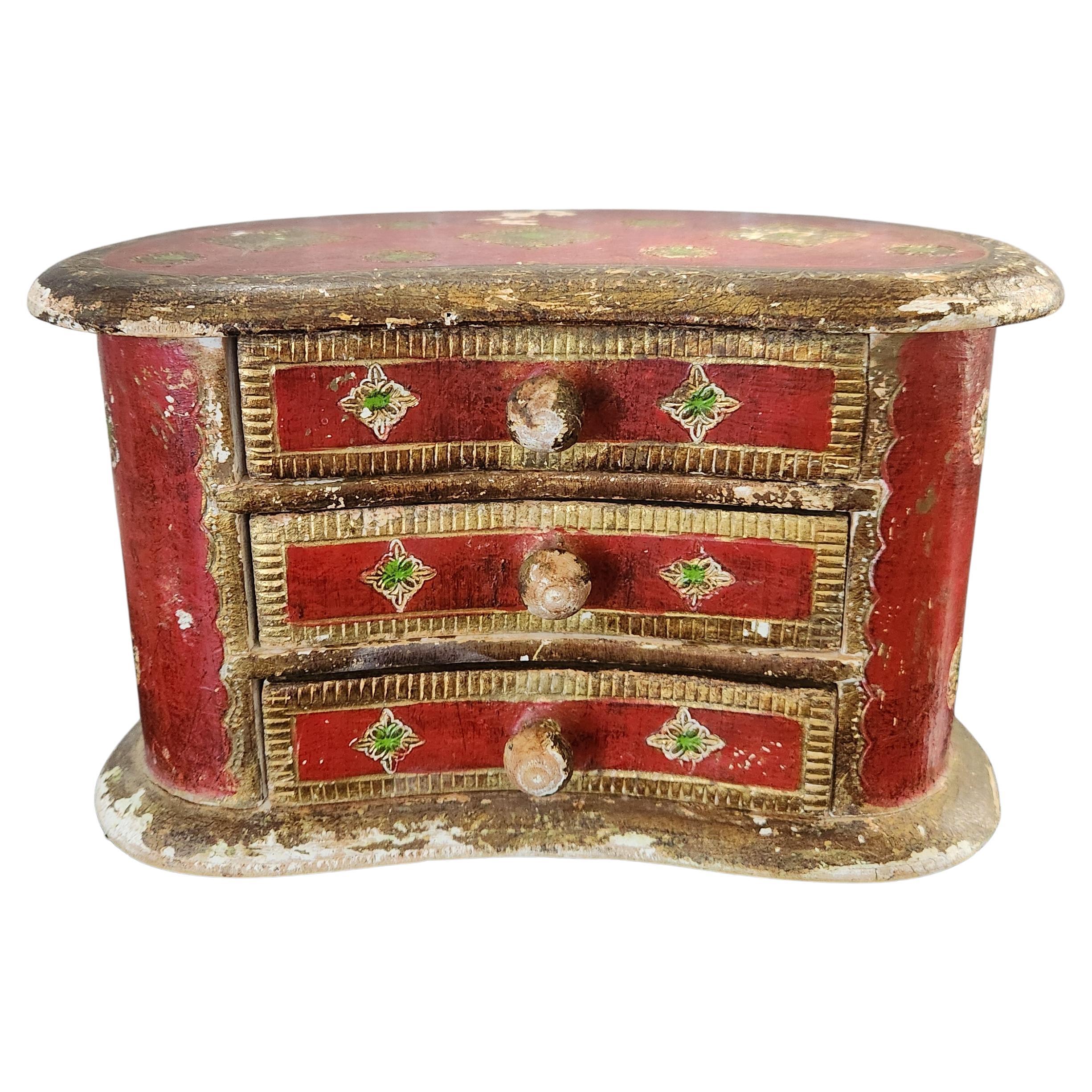 1960s Vintage Italian Florentine Jewelry Box Chest