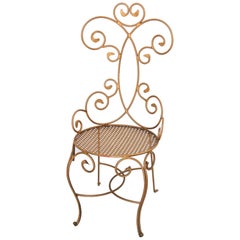 Hollywood Regency Vintage Italian Gilt Iron Sculptural Chair