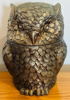 1960s Vintage Italian Mauro Manetti Firenze Aluminium Sculptural Owl Ice Bucket