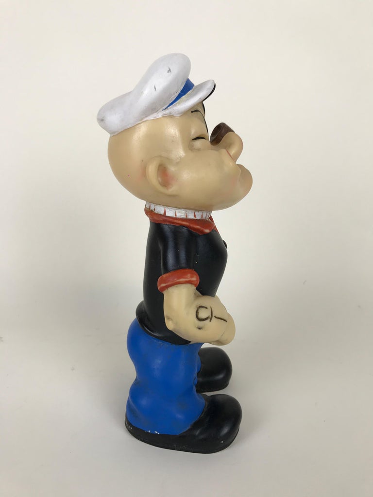 1960s Vintage Italian Popeye the Sailor Rubber Squeak Toy Made by Italo