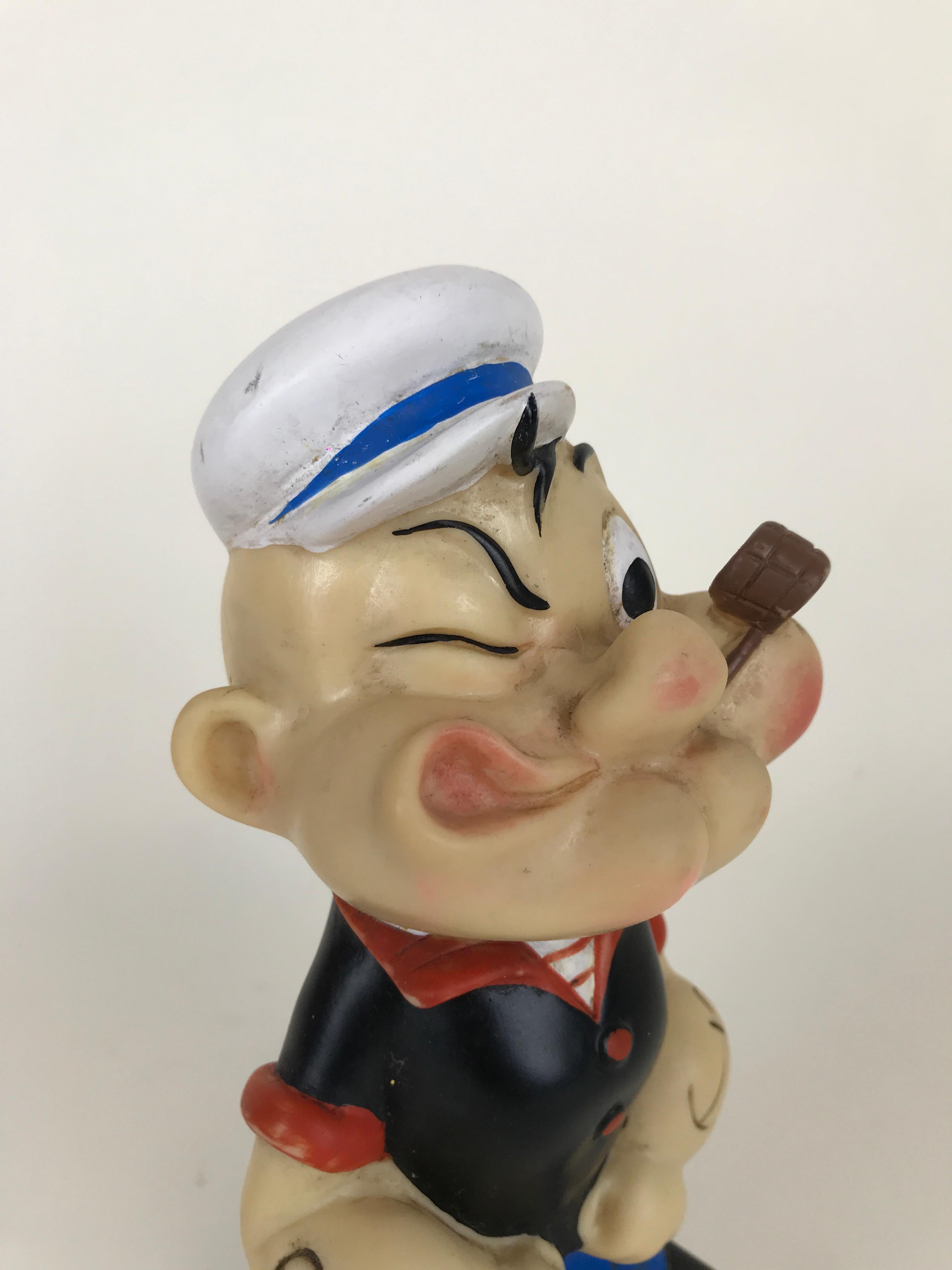 Mid-Century Modern 1960s Vintage Italian Popeye the Sailor Rubber Squeak Toy Made by Italo Cremona For Sale