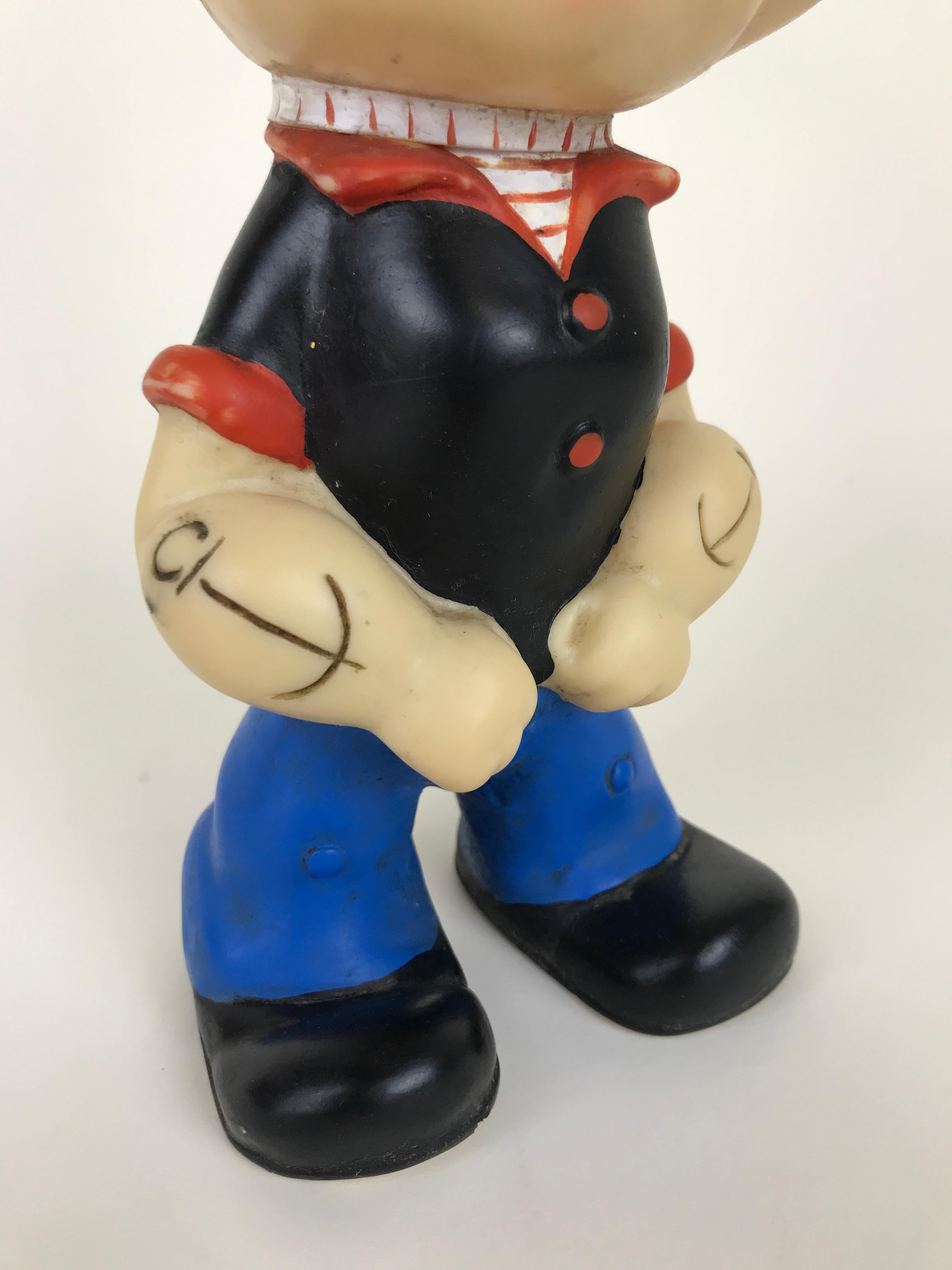 1960s Vintage Italian Popeye the Sailor Rubber Squeak Toy Made by Italo Cremona In Good Condition For Sale In Milan, IT
