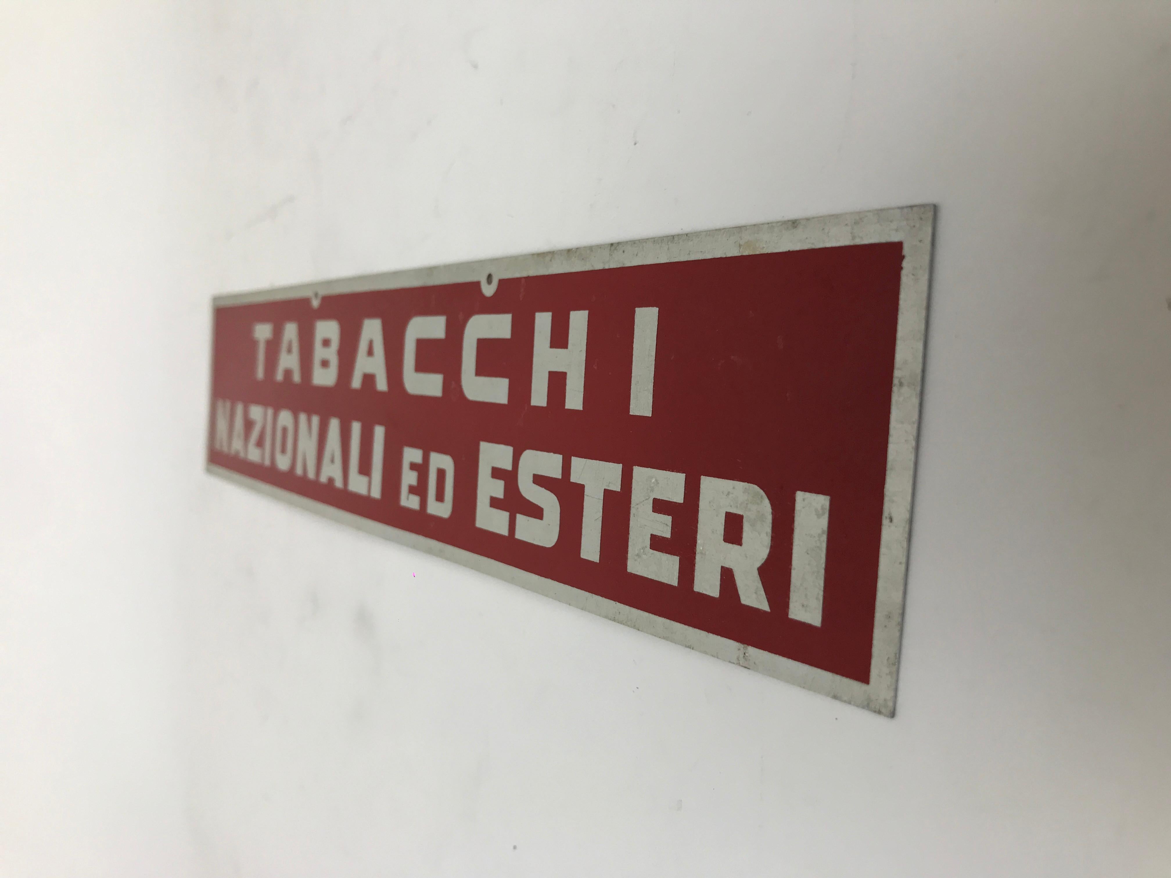 1960s Vintage Italian Screen-Printed Sign National and Foreign Tobacco In Good Condition For Sale In Milan, IT