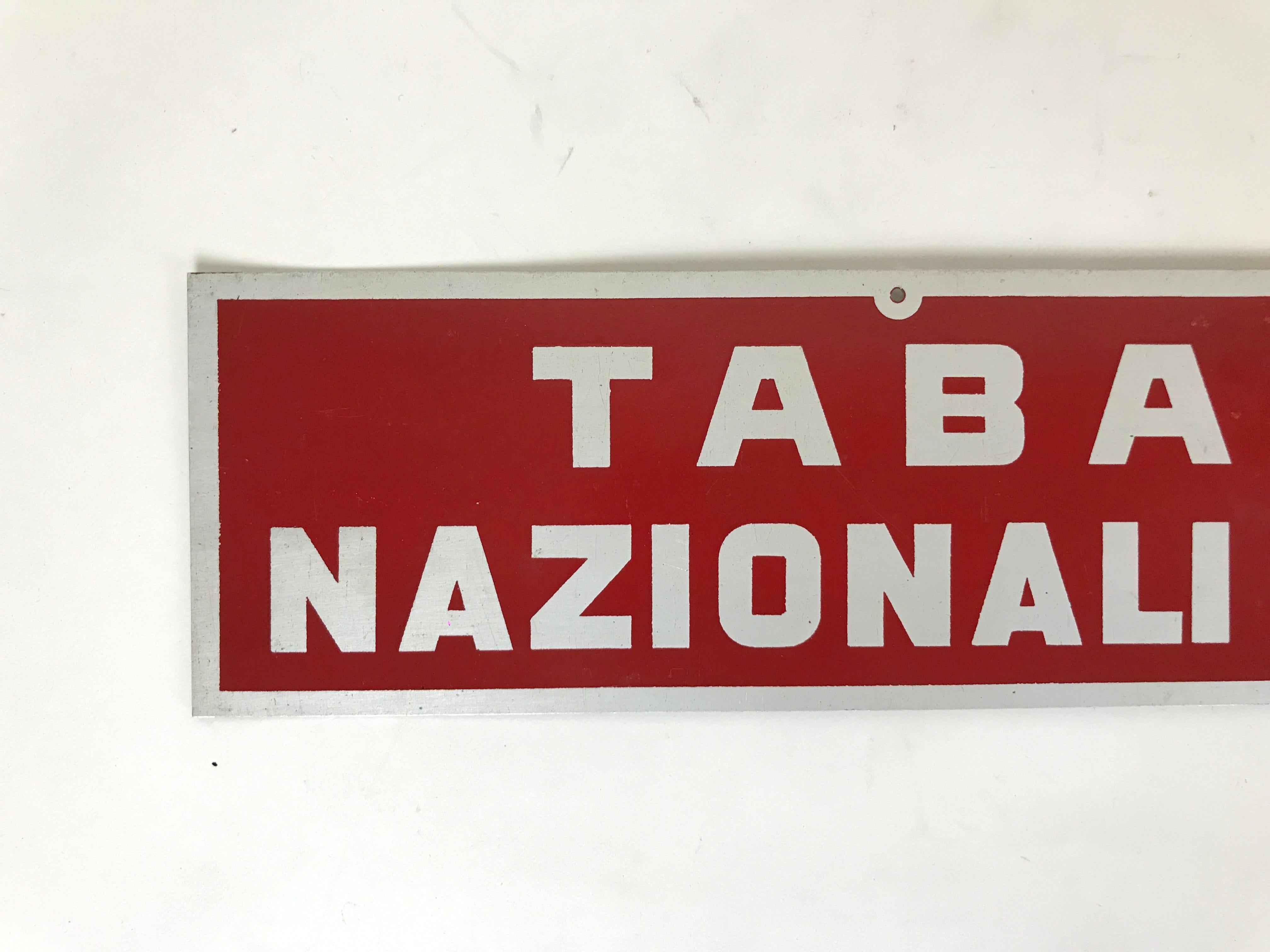 Mid-20th Century 1960s Vintage Italian Screen-Printed Sign National and Foreign Tobacco For Sale