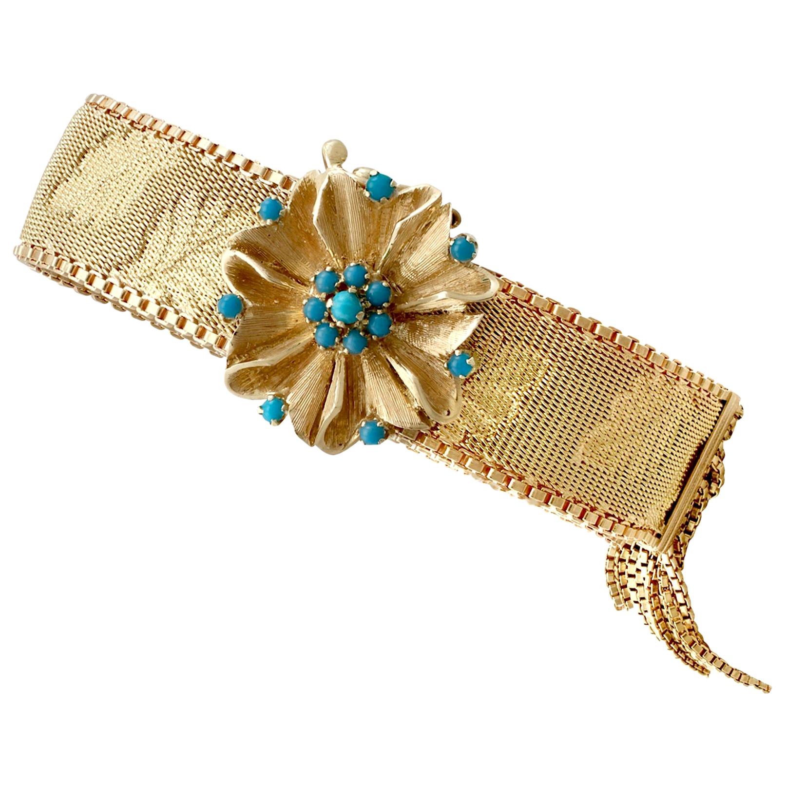 1960s Vintage Italian Turquoise and Gold Bracelet