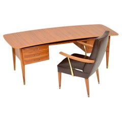 1960
s Vintage Italian Walnut Desk with Matching Leather Chair 1960
s Vintage Italian Walnut Desk with Matching Leather Chair