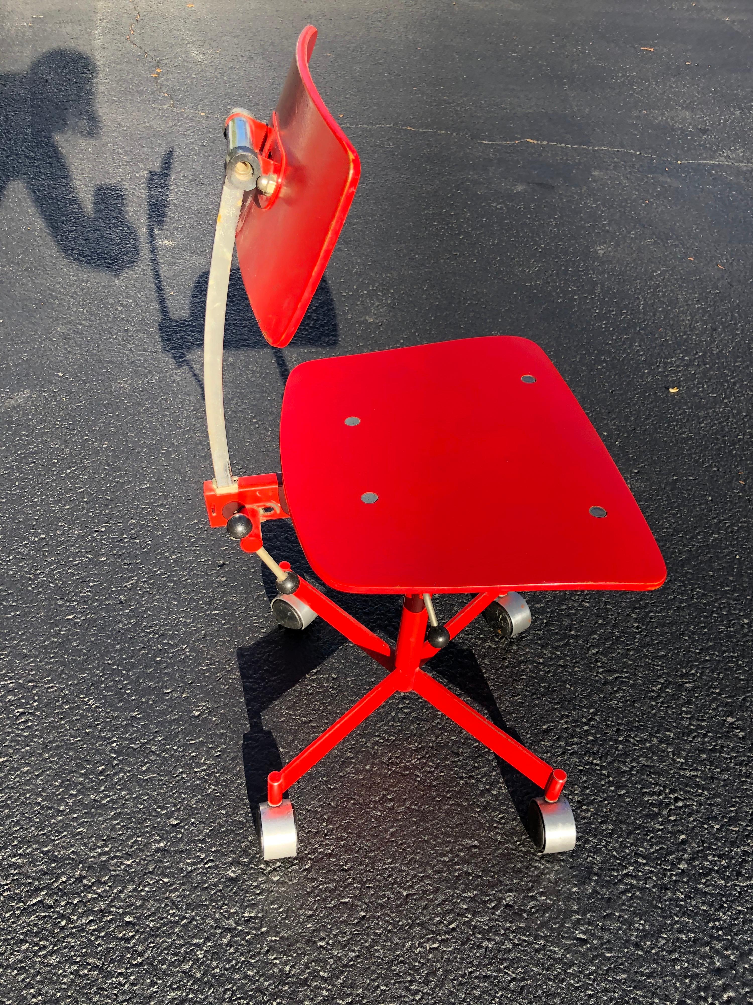 1960s Vintage Jørgen Rasmussen Danish Modern Kevi Model 311 Task Chair in Red 3