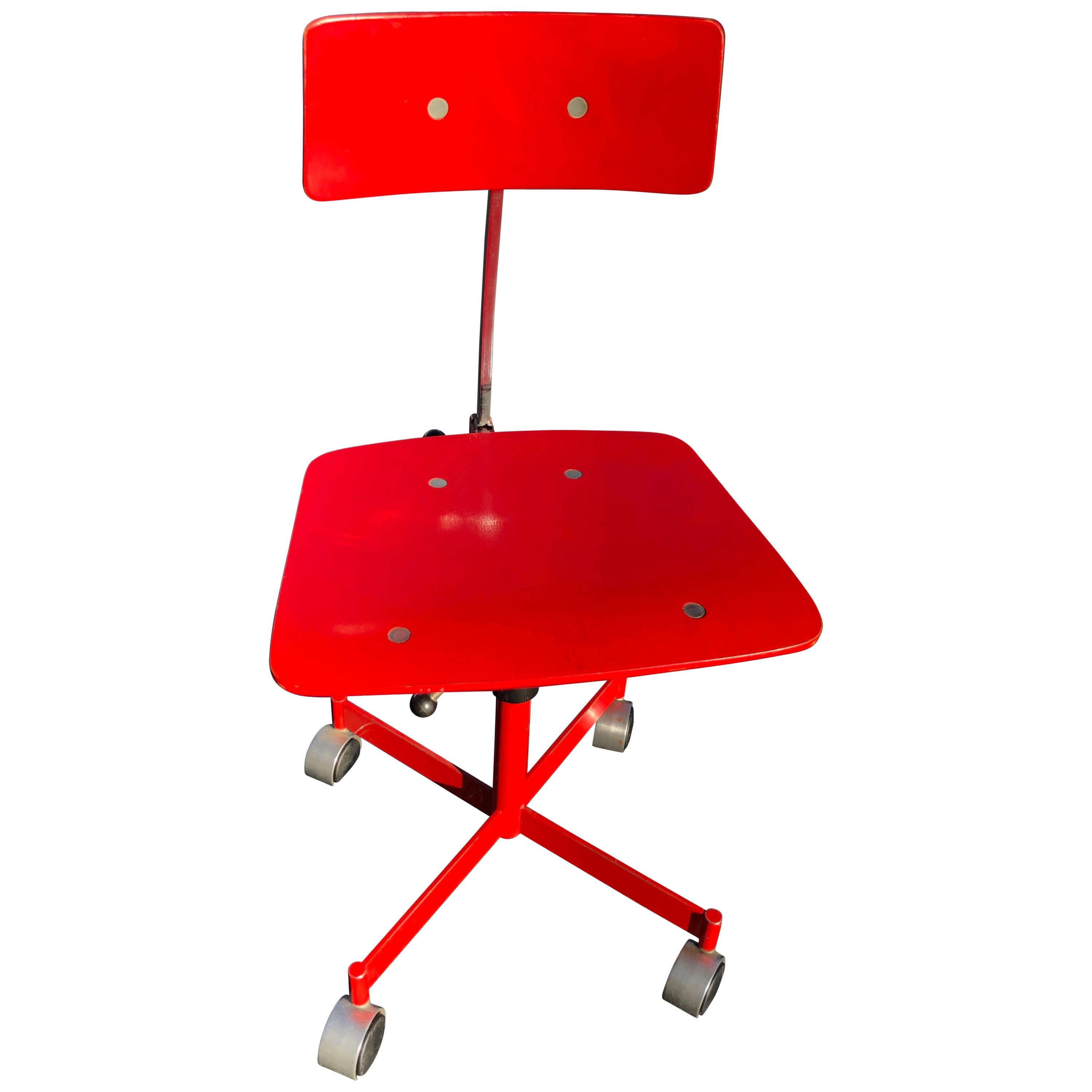1960s Vintage Jørgen Rasmussen Danish Modern Kevi Model 311 Task Chair in Red