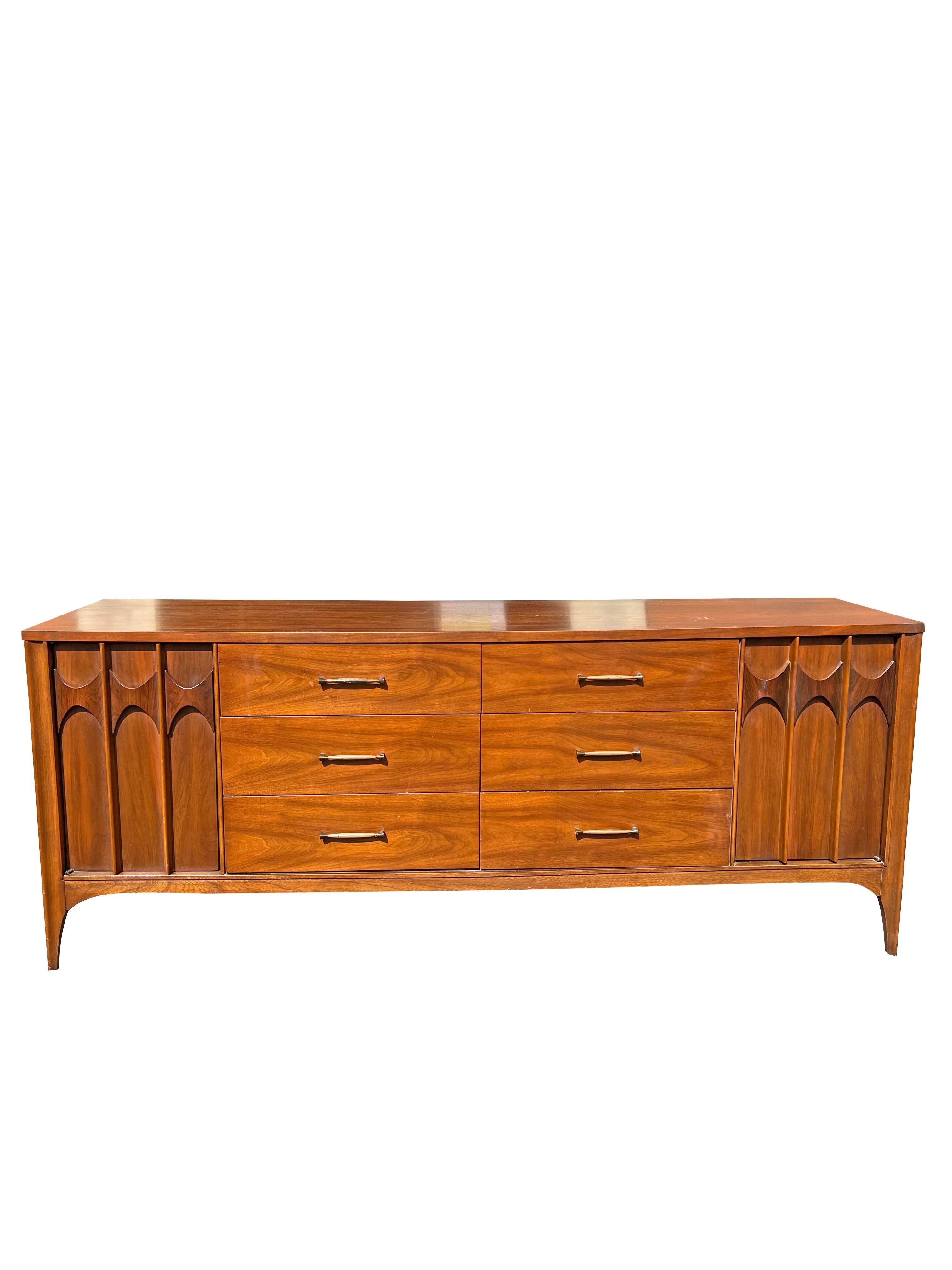 Mid-Century Modern 1960s Vintage Kent Coffey Perspecta Long Dresser Lowboy With Extra Drawers For Sale