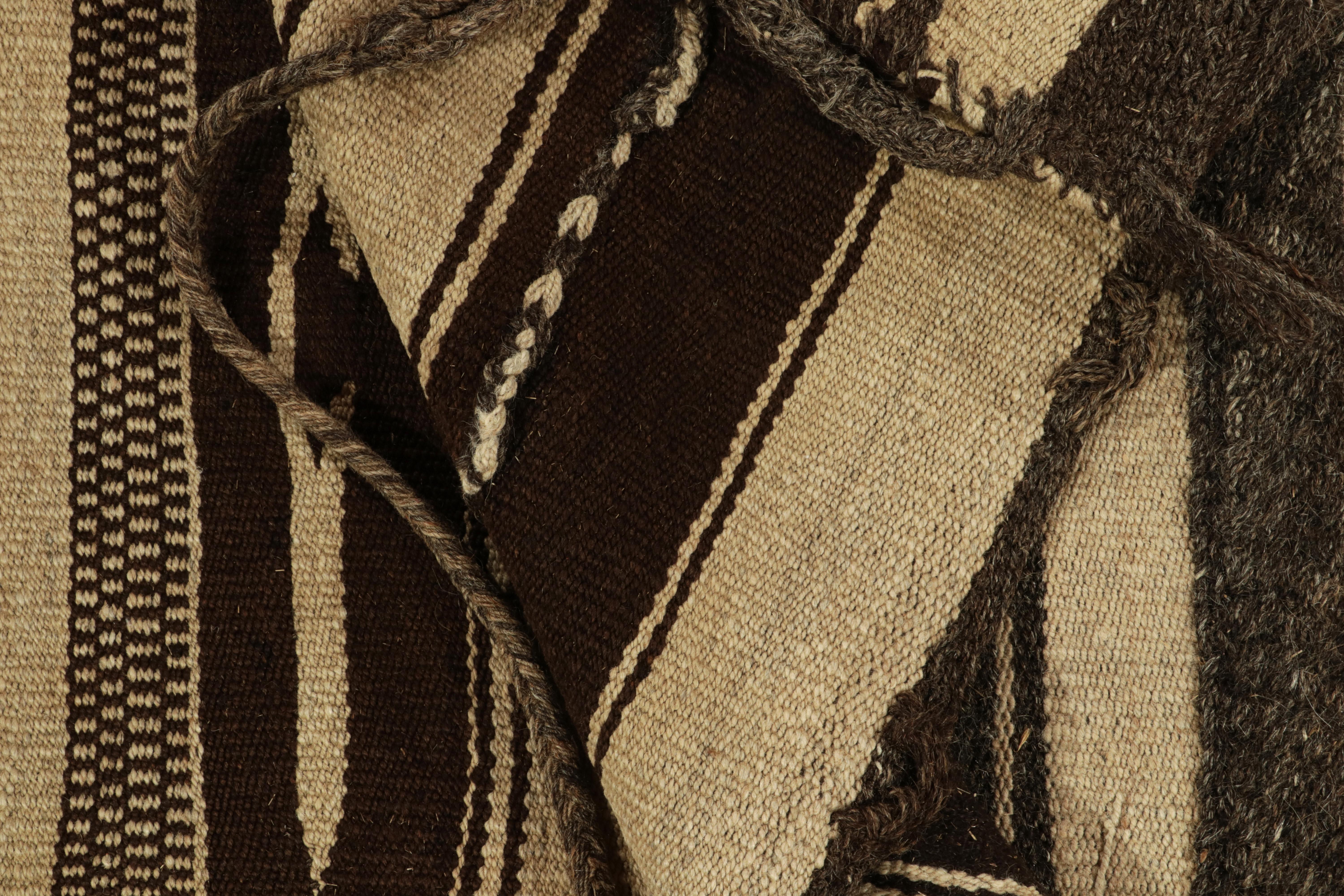 Mid-20th Century 1960s Vintage Kilim Rug in Beige, Brown Tribal Bag Design by Rug & Kilim For Sale