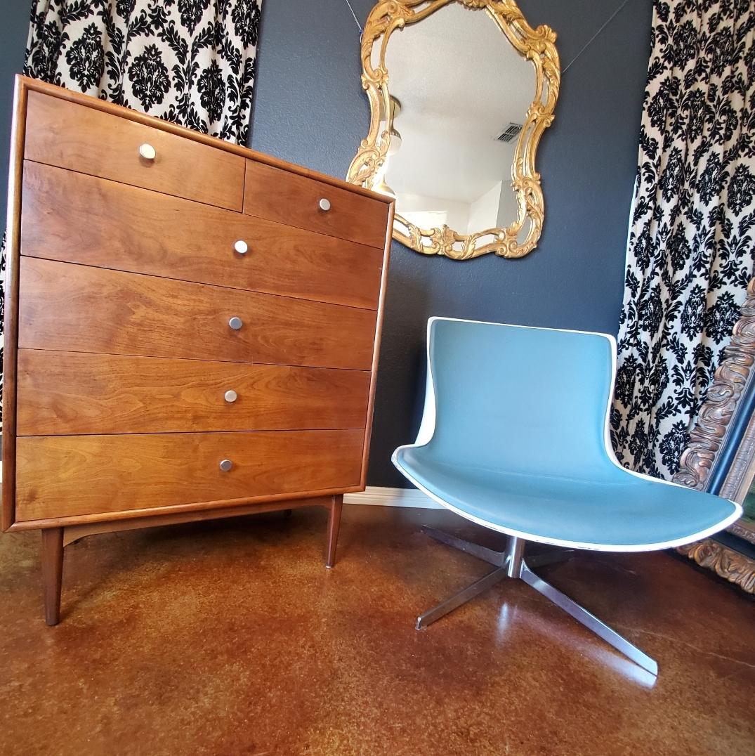 Mid-Century Modern 1960s Vintage Kipp Stewart for Drexel Walnut Tall Dresser