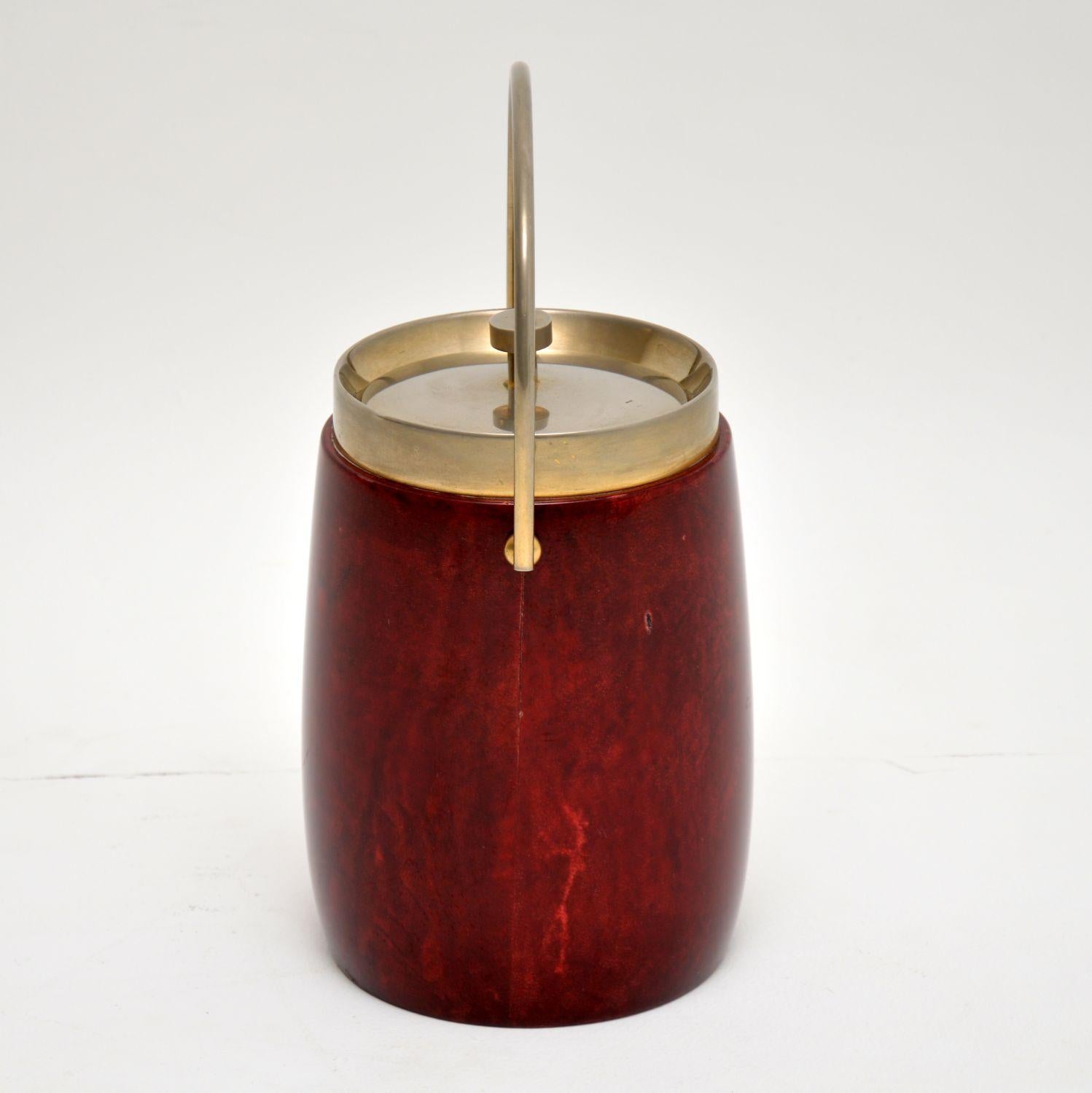 Mid-Century Modern 1960s Vintage Lacquered Parchment Ice Bucket by Aldo Tura