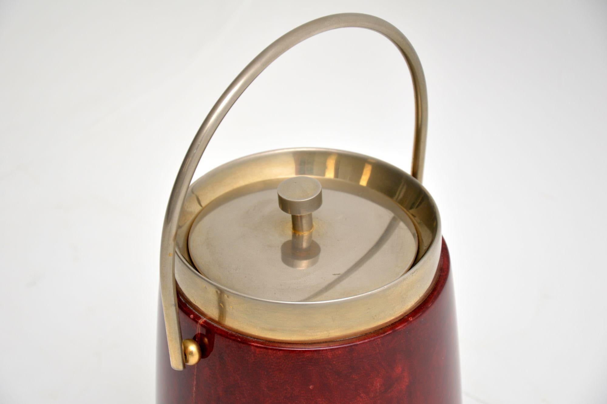 Italian 1960s Vintage Lacquered Parchment Ice Bucket by Aldo Tura