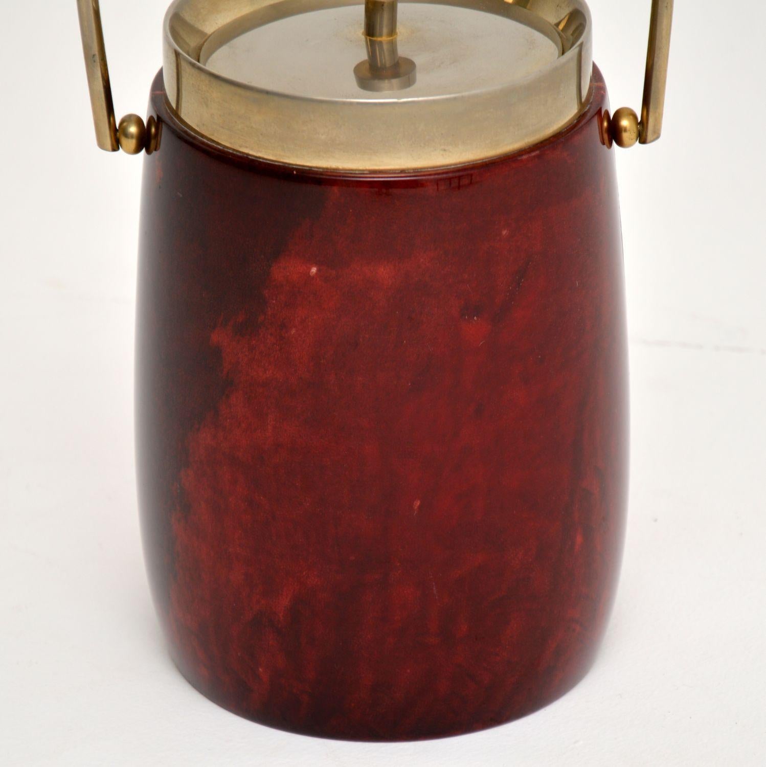 Goatskin 1960s Vintage Lacquered Parchment Ice Bucket by Aldo Tura