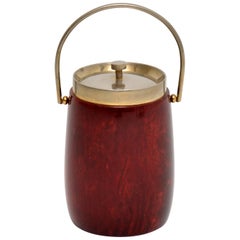 1960s Vintage Lacquered Parchment Ice Bucket by Aldo Tura