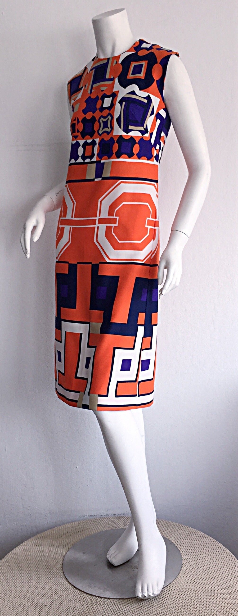 Pink 1960s Vintage Lanvin Op - Art Geometric Mod ' Buckle ' Print Shift 3 - D Dress