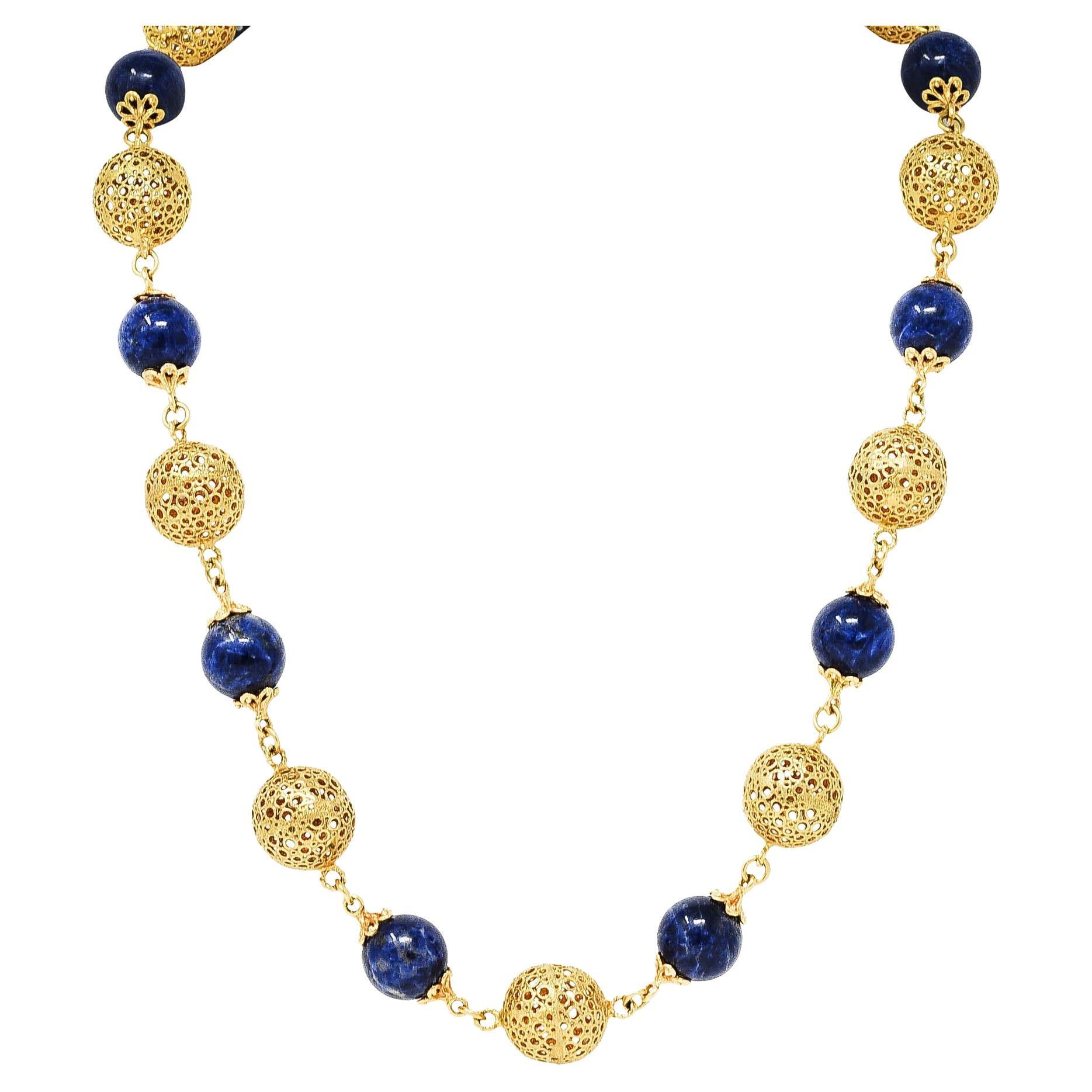 Natural Egyptian Lapis Lazuli Beads Necklace 18" 